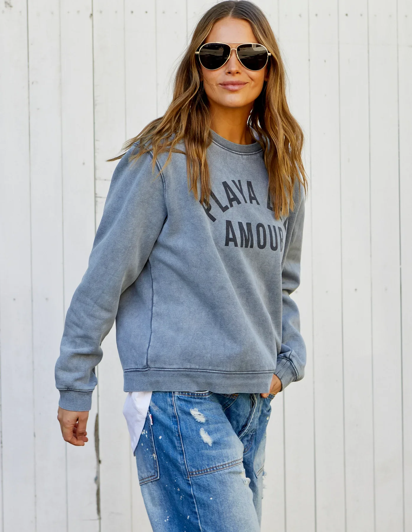 HAMMILL & CO Womens Faded Grey Playa Del Amour Sweat - Image 5