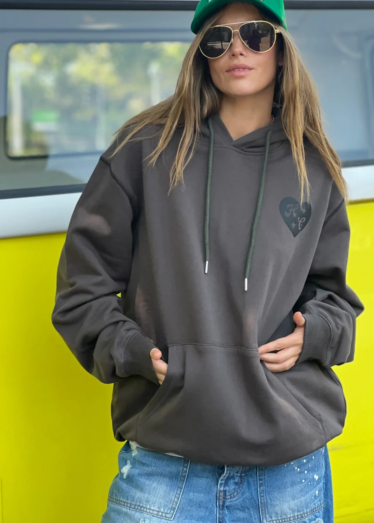 HAMMILL & CO Womens My Boyfriends Oversized Hoodie - Dark Grey - Image 2