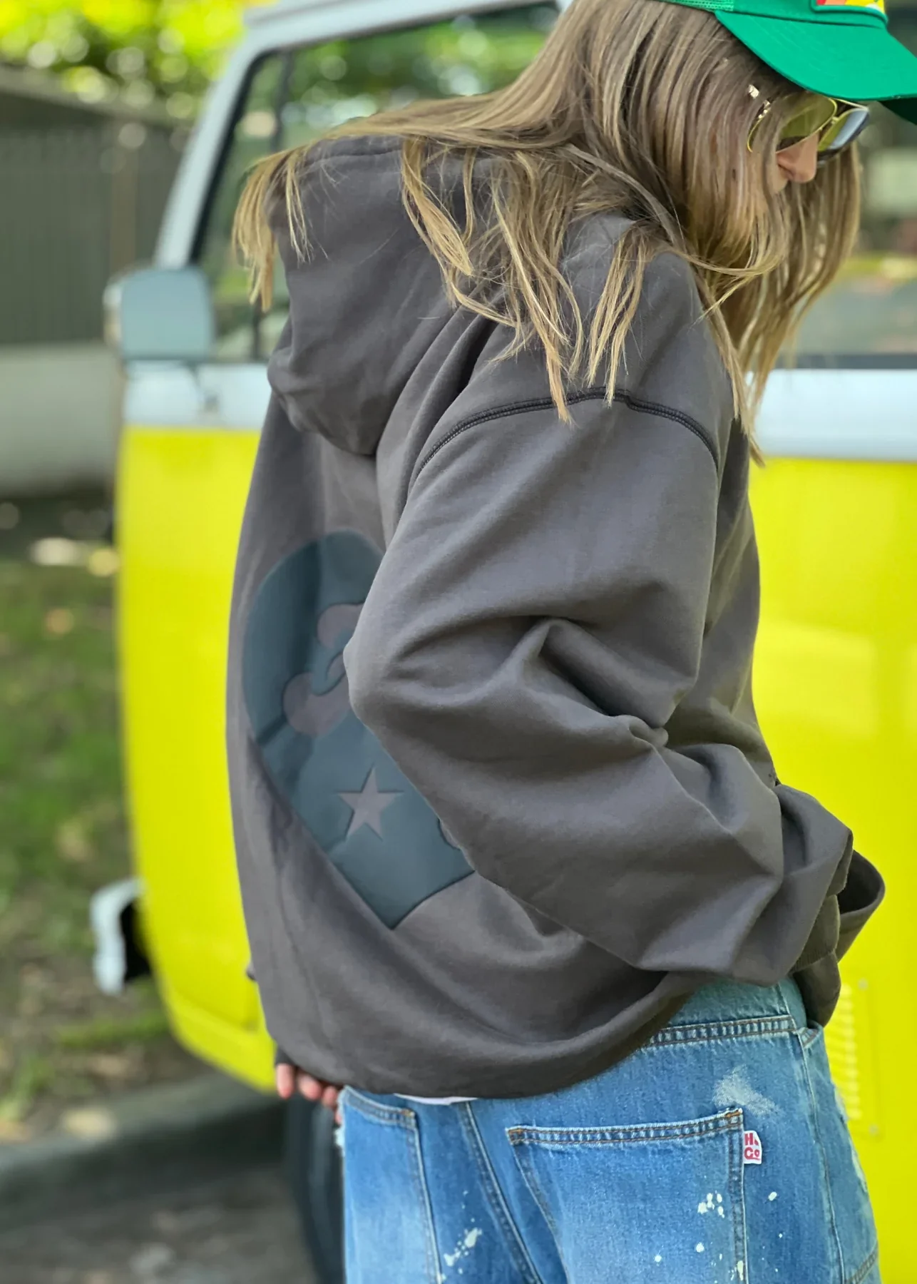 HAMMILL & CO Womens My Boyfriends Oversized Hoodie - Dark Grey - Image 7