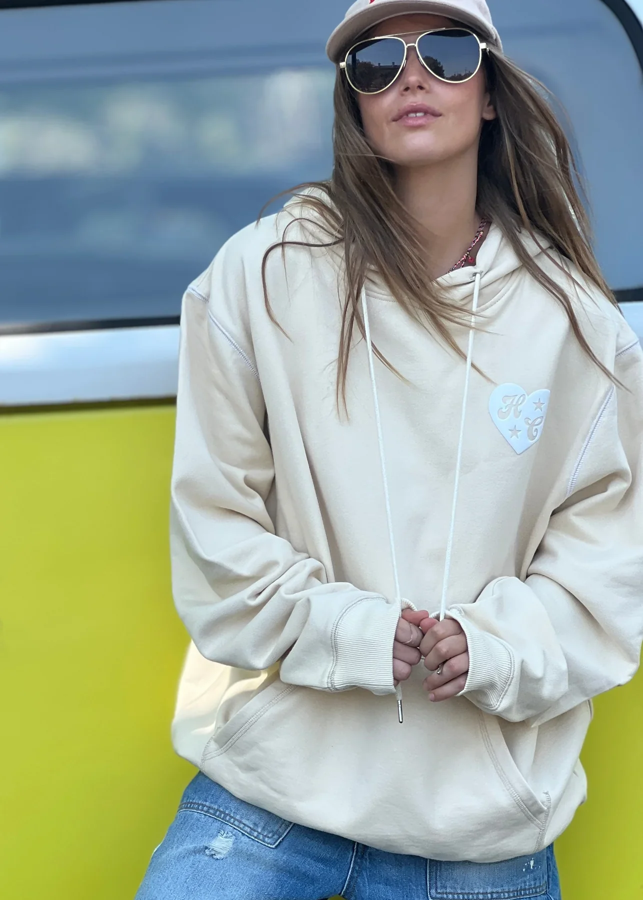 HAMMILL & CO Womens My Boyfriends Oversized Hoodie - Natural - Image 6