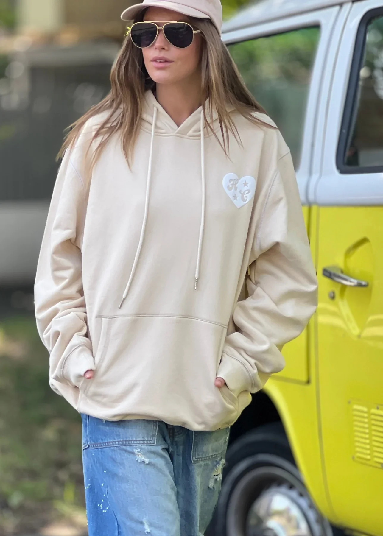 HAMMILL & CO Womens My Boyfriends Oversized Hoodie - Natural - Image 8