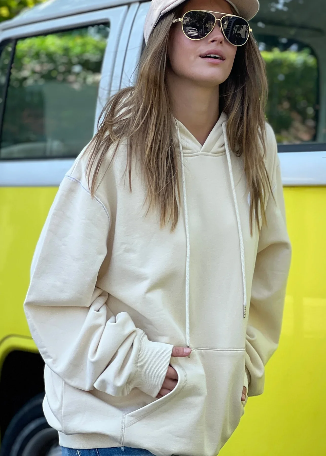HAMMILL & CO Womens My Boyfriends Oversized Hoodie - Natural - Image 9