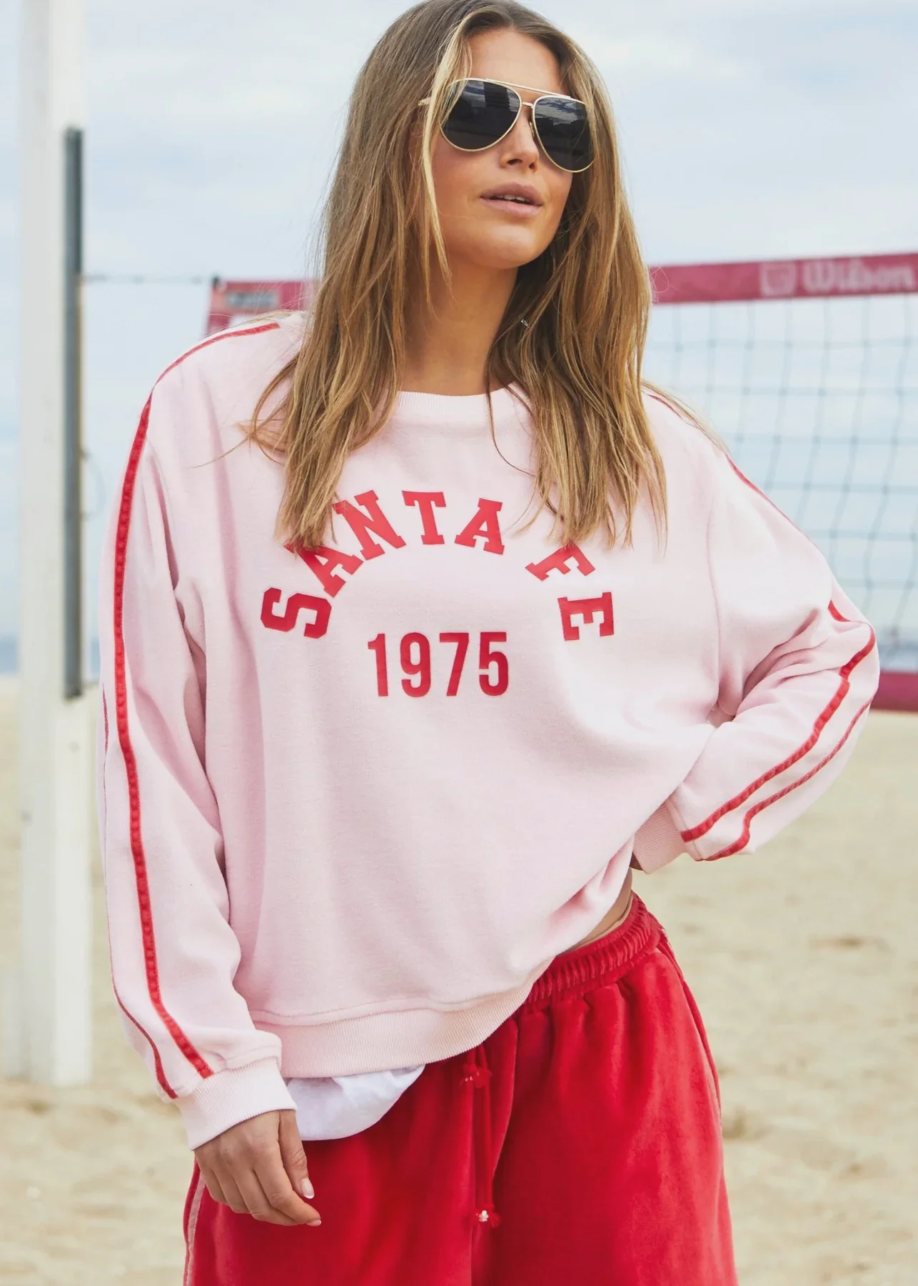 HAMMILL & CO Womens Santa Fe 1975 Urban Velour Sweat in Pink
