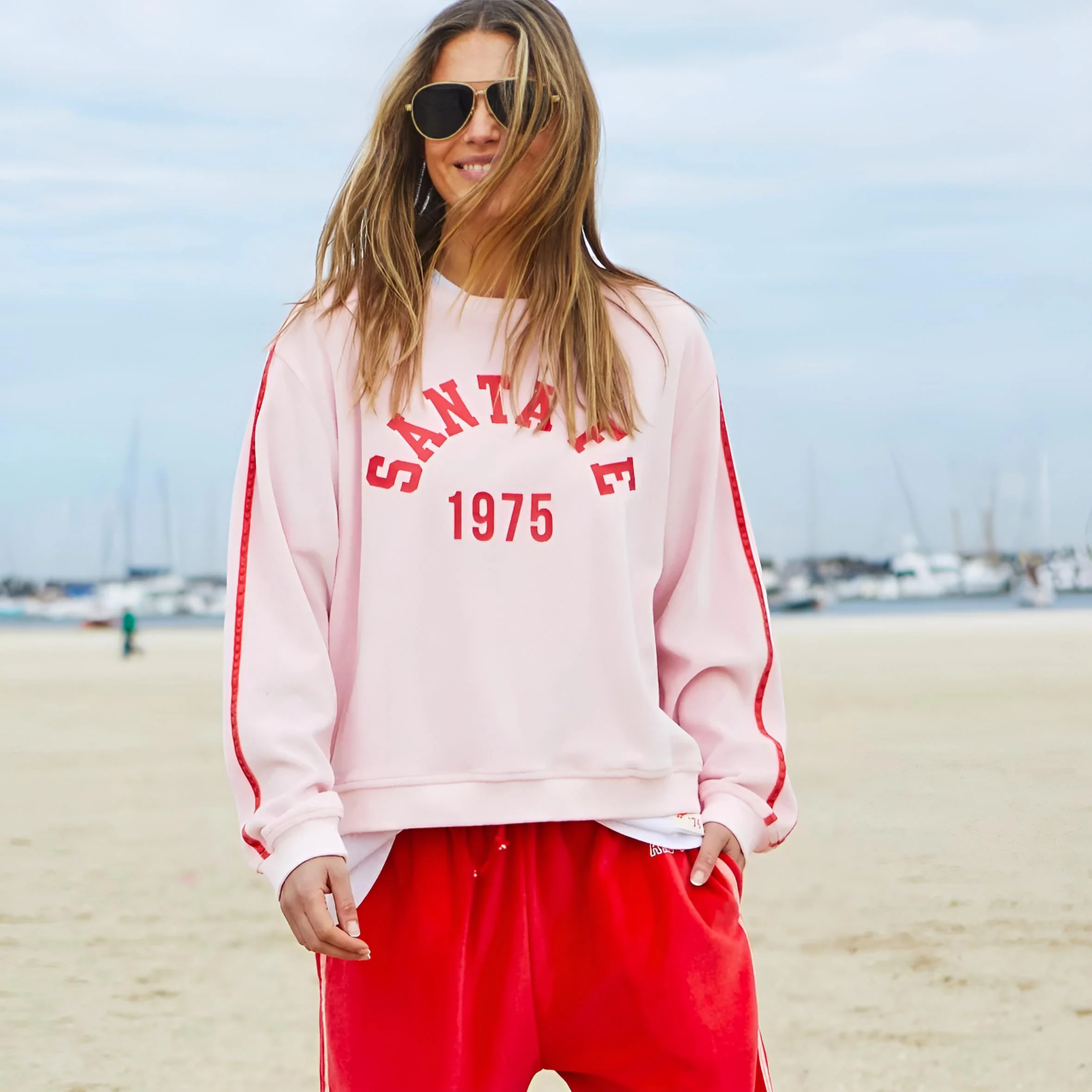 HAMMILL & CO Womens Santa Fe 1975 Urban Velour Sweat in Pink - Image 3