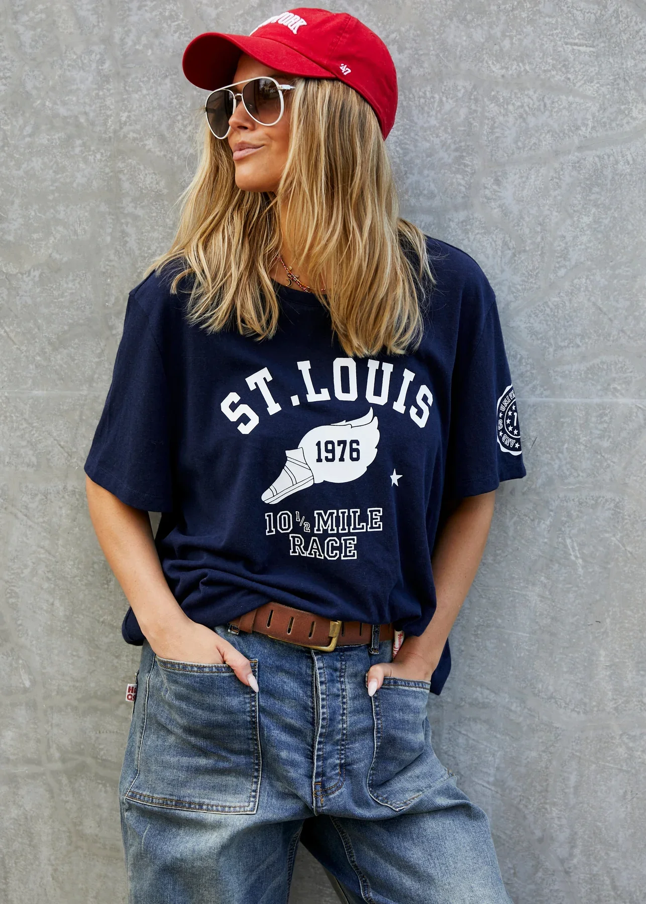 HAMMILL & CO Womens St Louis Tee in Navy - Image 3