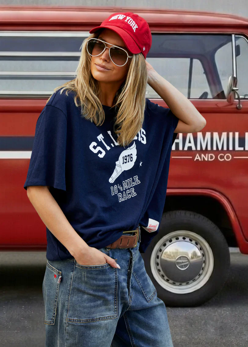 HAMMILL & CO Womens St Louis Tee in Navy - Image 6