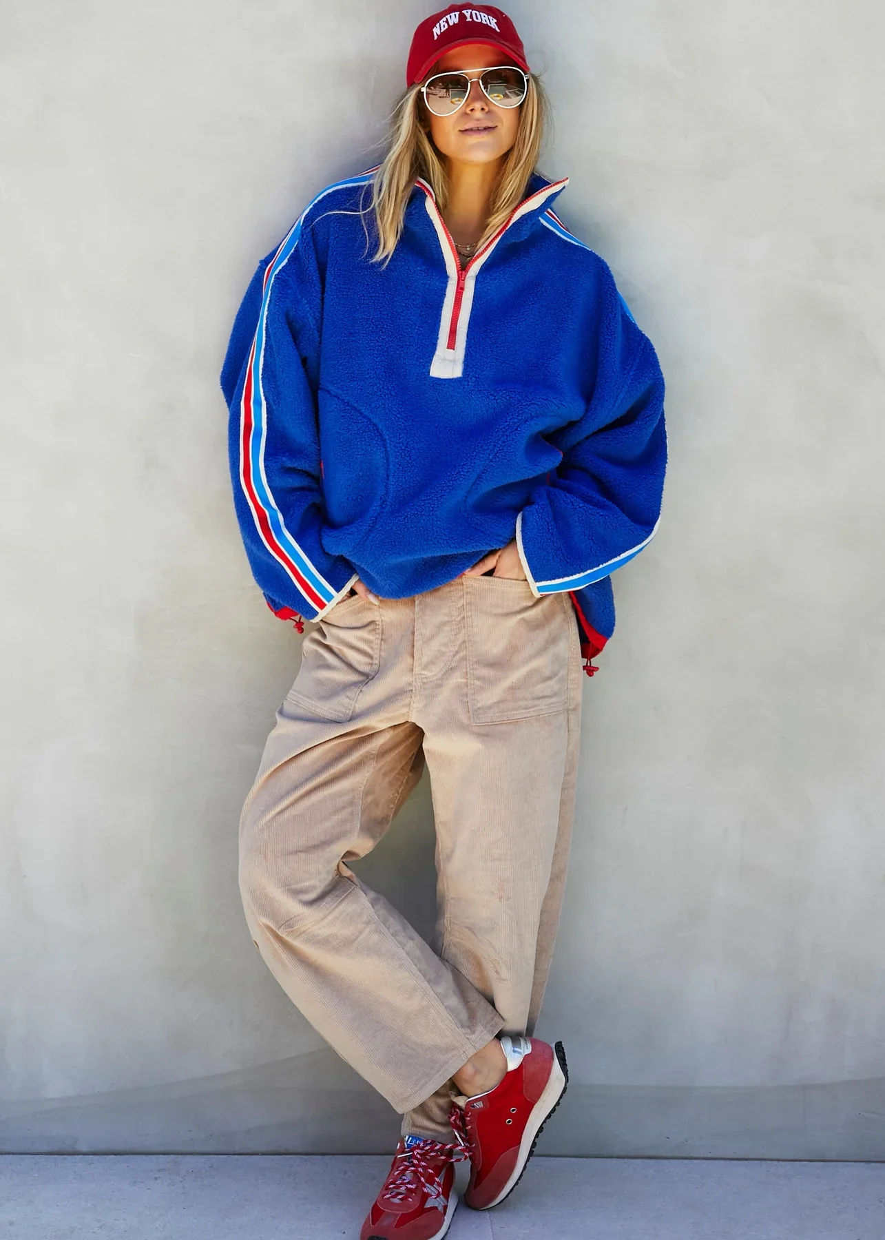 HAMMILL & CO Womens Varsity 1/2 Zip Polar Fleece in Royal Blue - Image 3