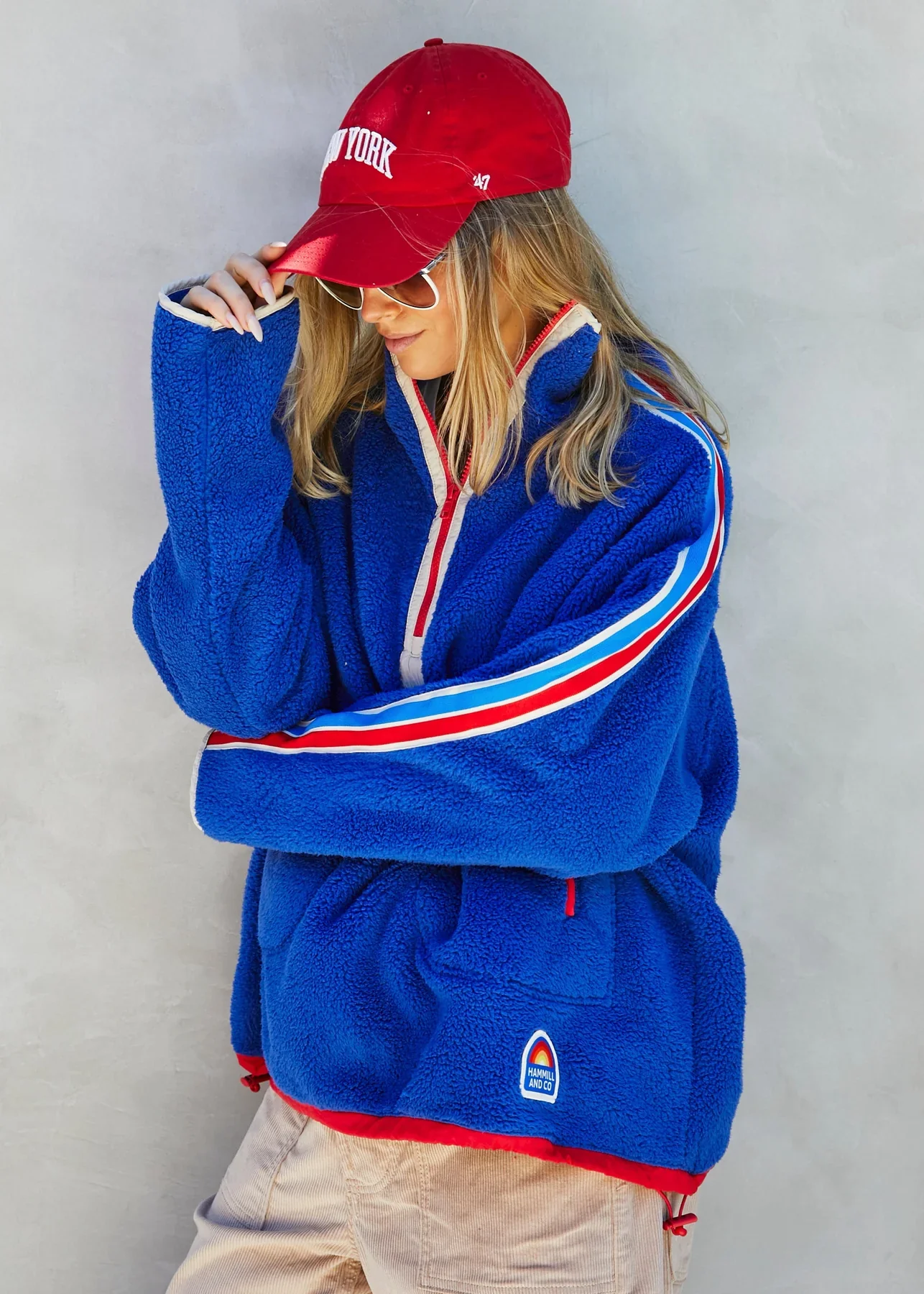 HAMMILL & CO Womens Varsity 1/2 Zip Polar Fleece in Royal Blue - Image 4