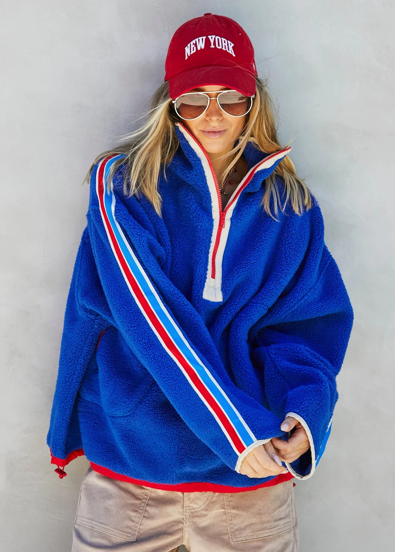 HAMMILL & CO Womens Varsity 1/2 Zip Polar Fleece in Royal Blue - Image 7