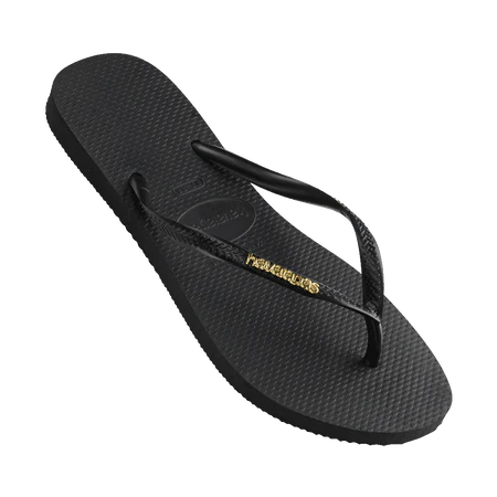 HAVAIANAS Slim Metal Logo Black/Gold Female Thongs - Image 4