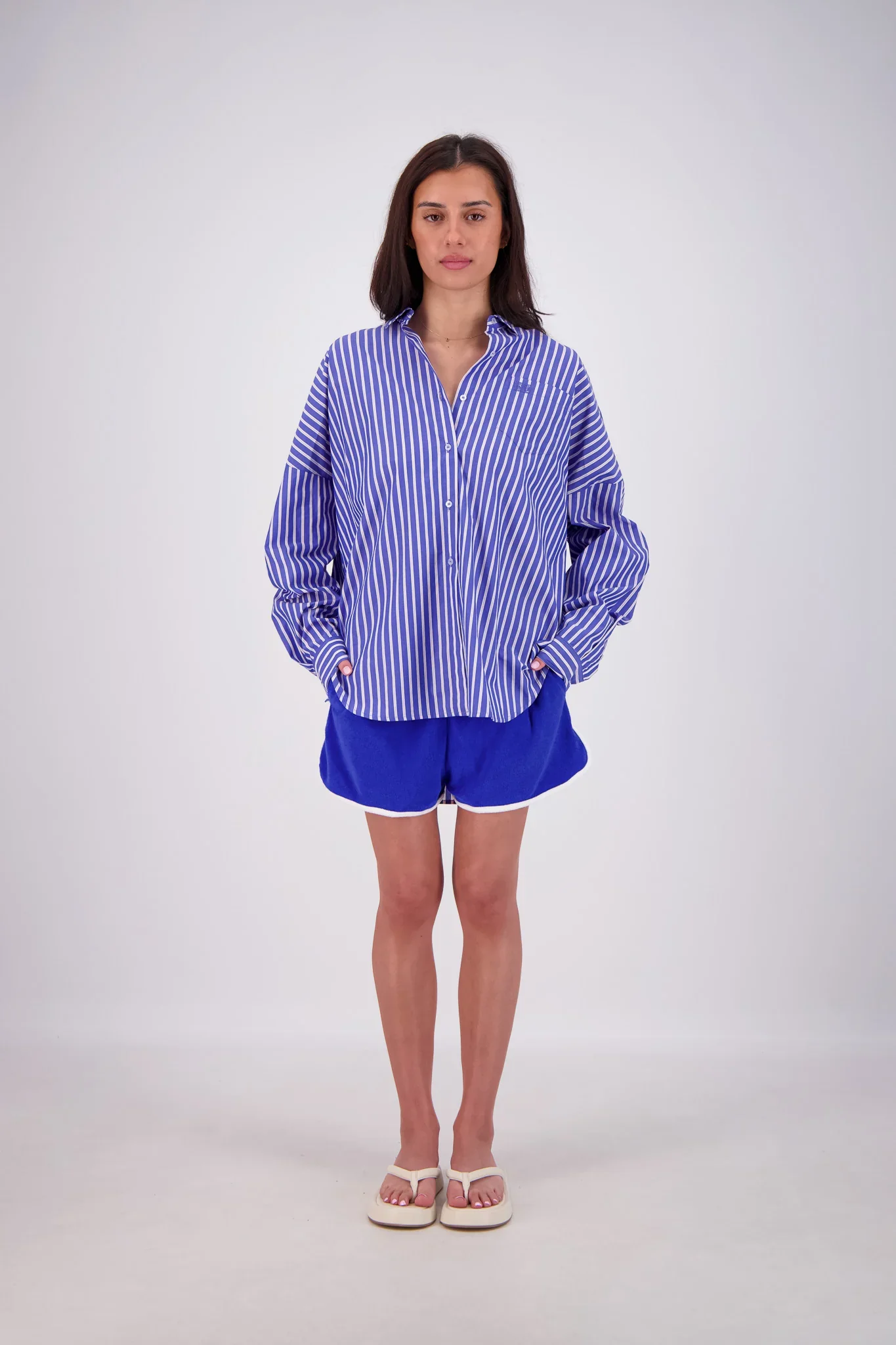 JASMINE ALEXA Womens Mahalo Shirt in Blue Stripe - Image 3
