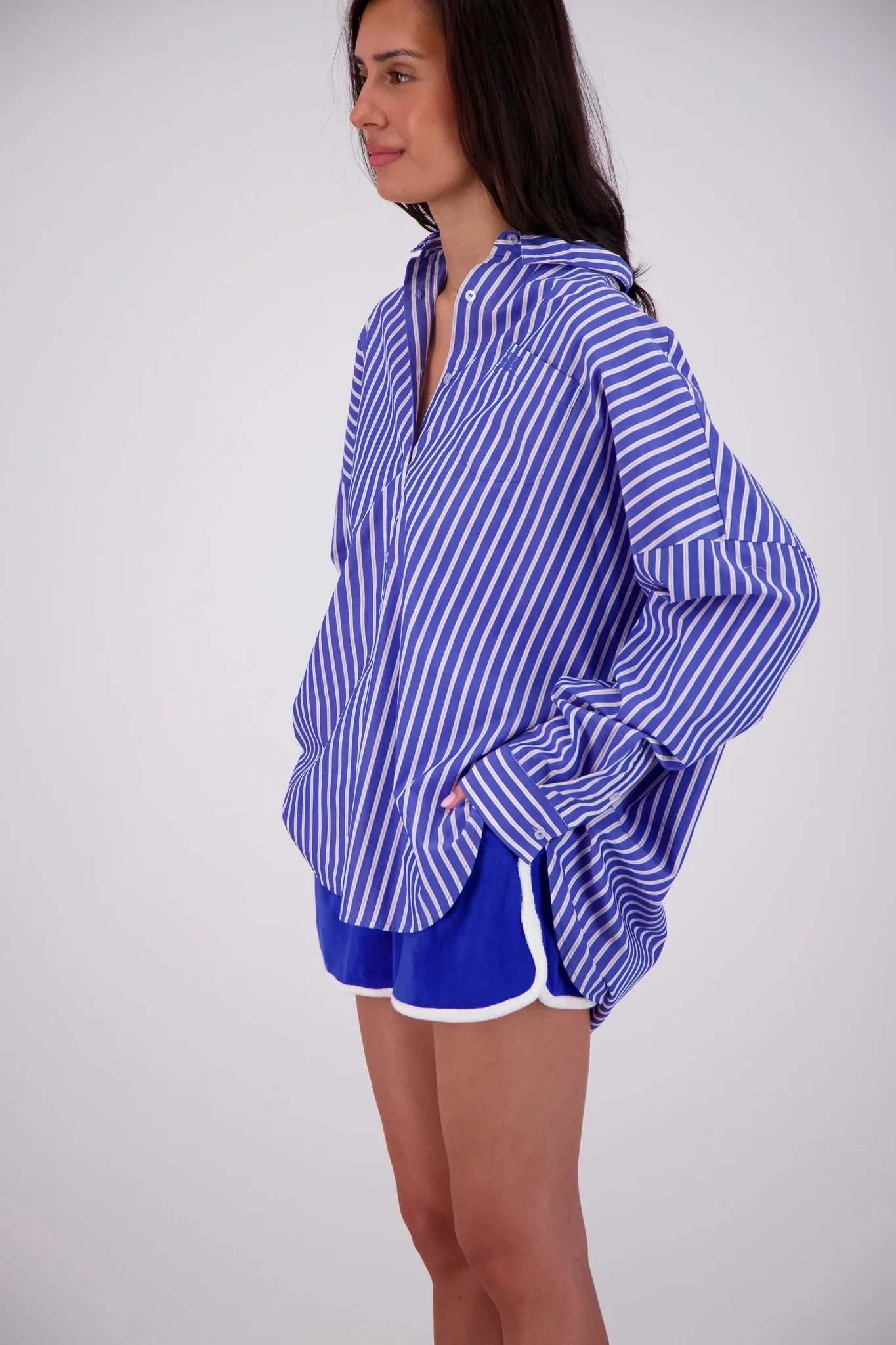 JASMINE ALEXA Womens Mahalo Shirt in Blue Stripe - Image 7