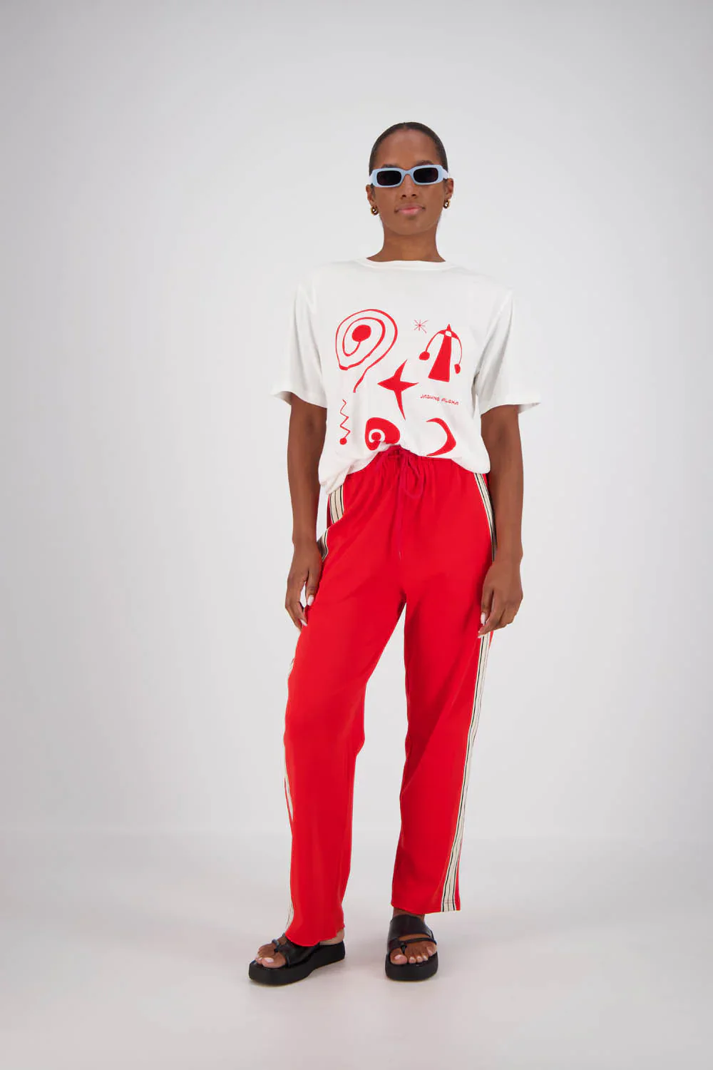 JASMINE ALEXA Womens Panarea Trackpant Red - Image 3