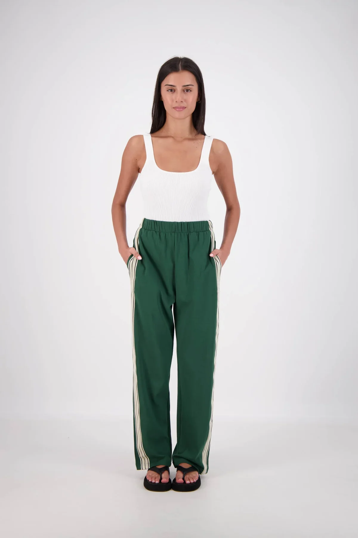 JASMINE ALEXA Womens Panarea Trackpants Forest Green - Image 3