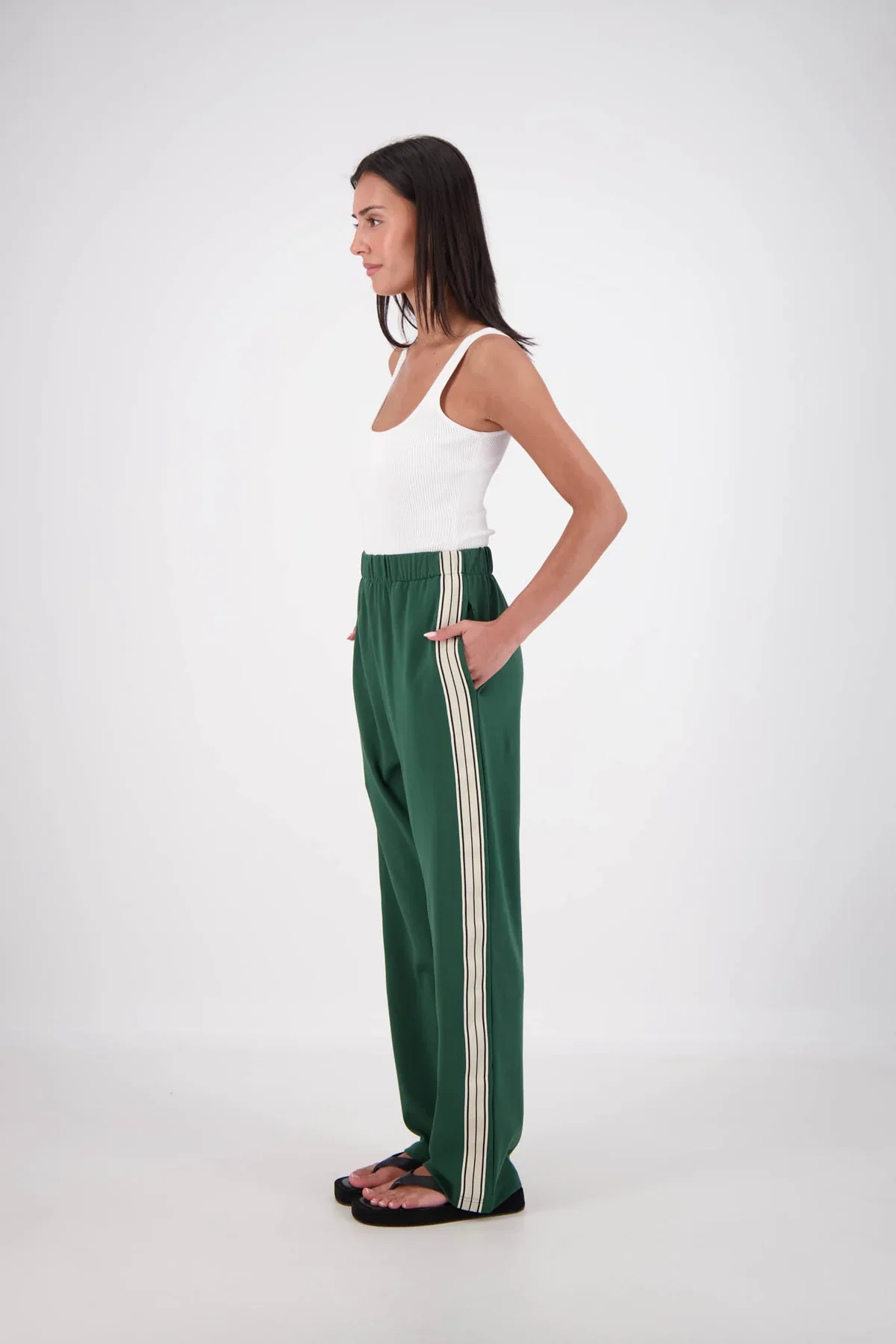 JASMINE ALEXA Womens Panarea Trackpants Forest Green - Image 6
