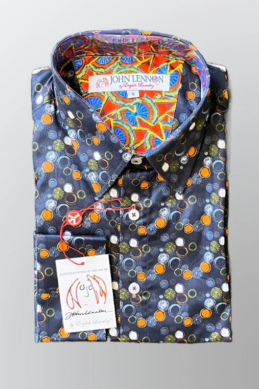 JOHN LENNON Mens Anfield Long Sleeve Shirt Navy - Image 9