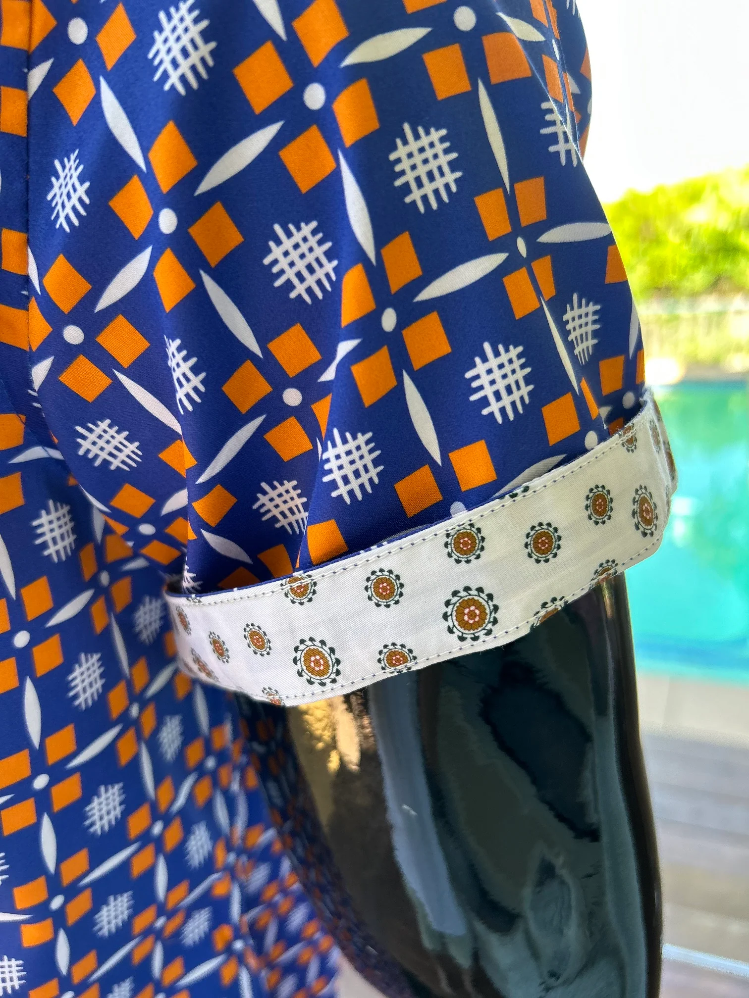 JOHN LENNON Mens Ashton Gate Short Sleeve Shirt Orange & Blue - Image 3