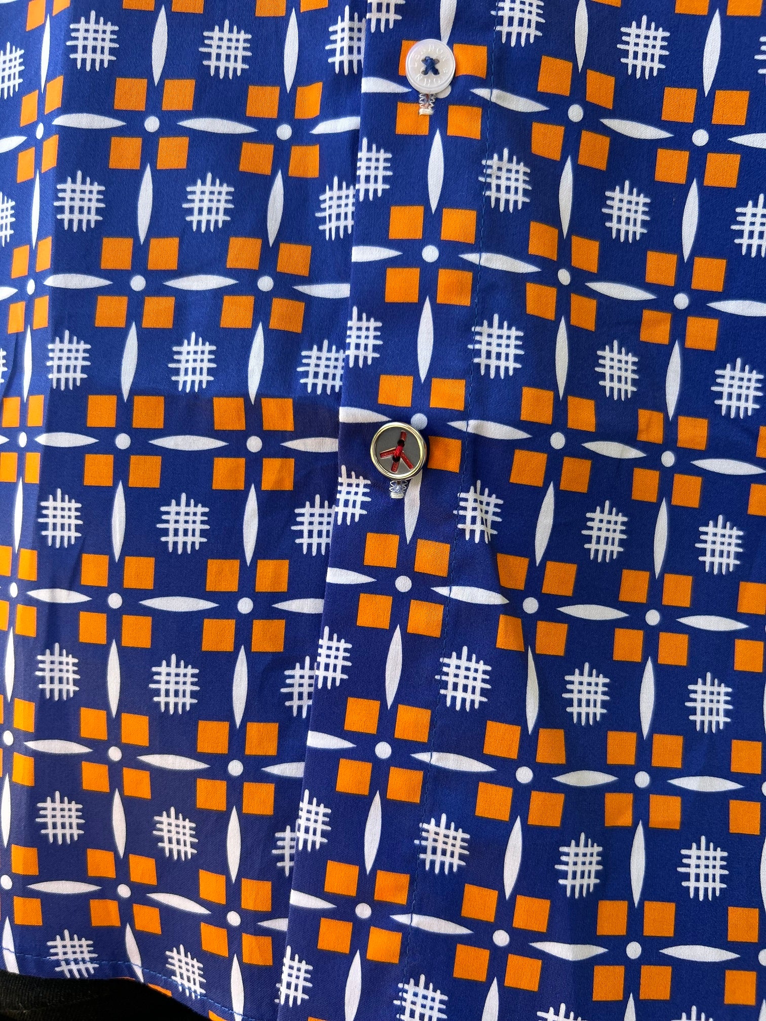JOHN LENNON Mens Ashton Gate Short Sleeve Shirt Orange & Blue - Image 5