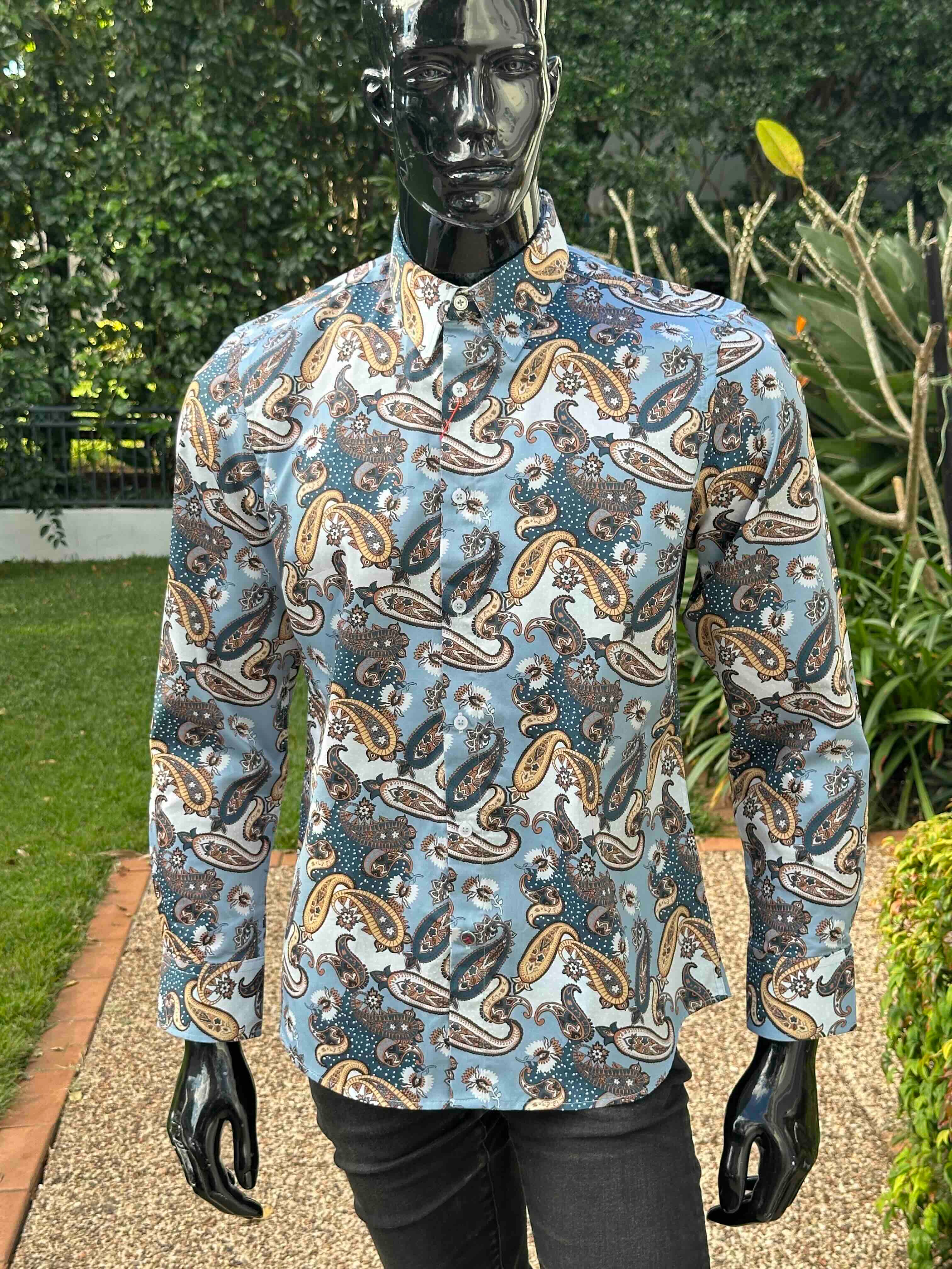 JOHN LENNON Mens Atherton Long Sleeve Paisley Shirt - Steel - Image 10