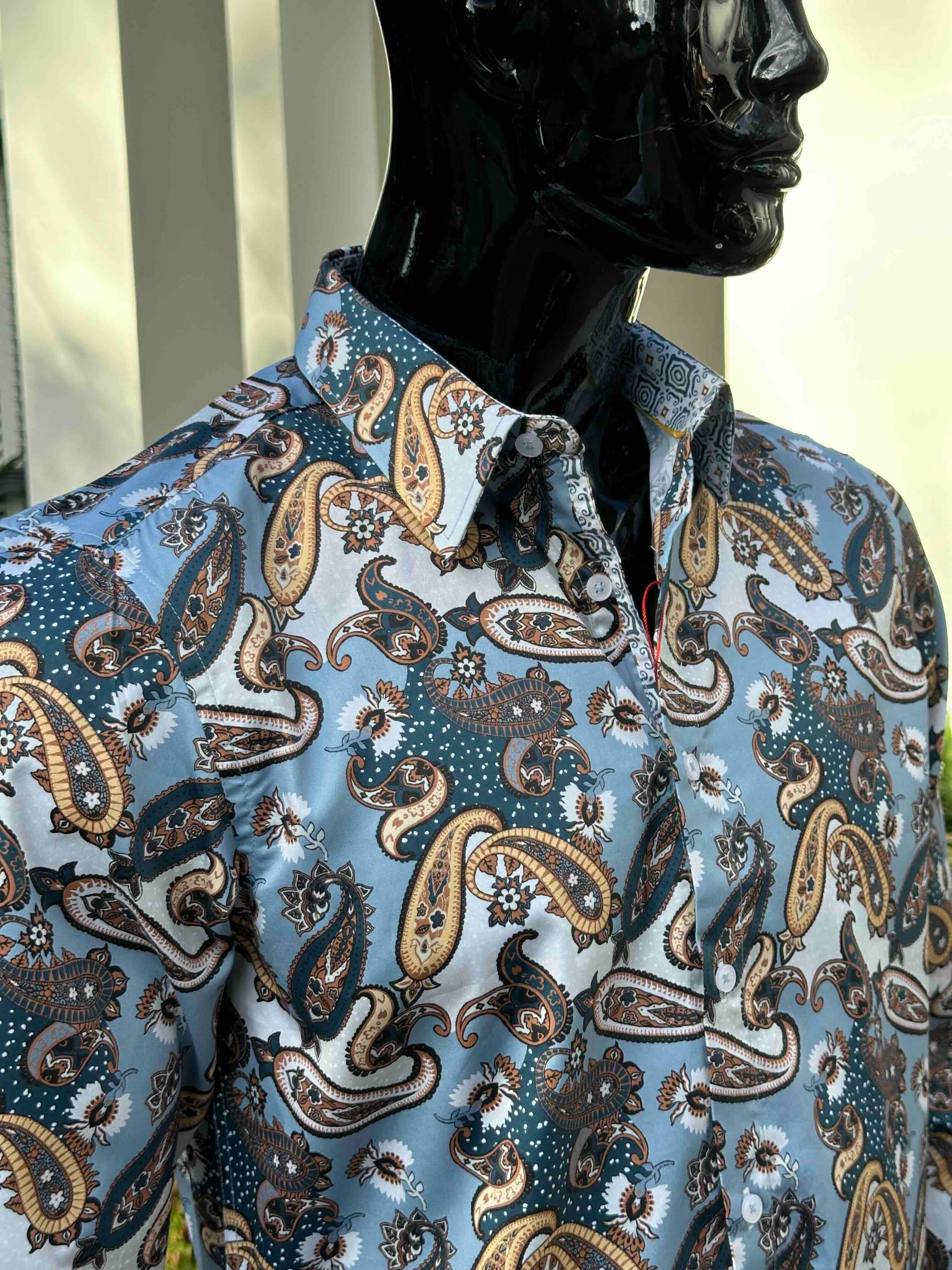 JOHN LENNON Mens Atherton Long Sleeve Paisley Shirt - Steel - Image 12