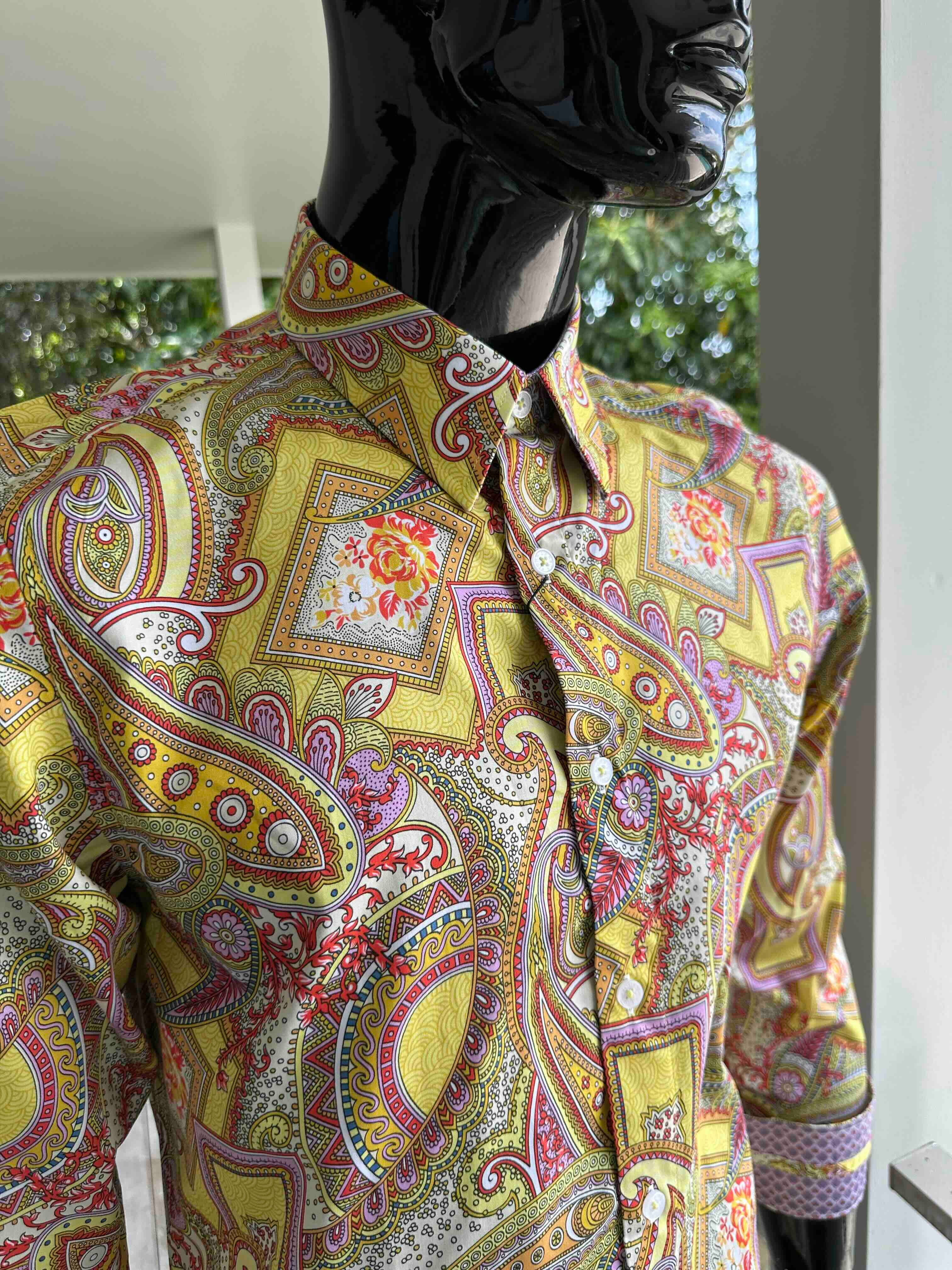 JOHN LENNON Mens Bath Long Sleeve Paisley Shirt in Multi Print - Image 4