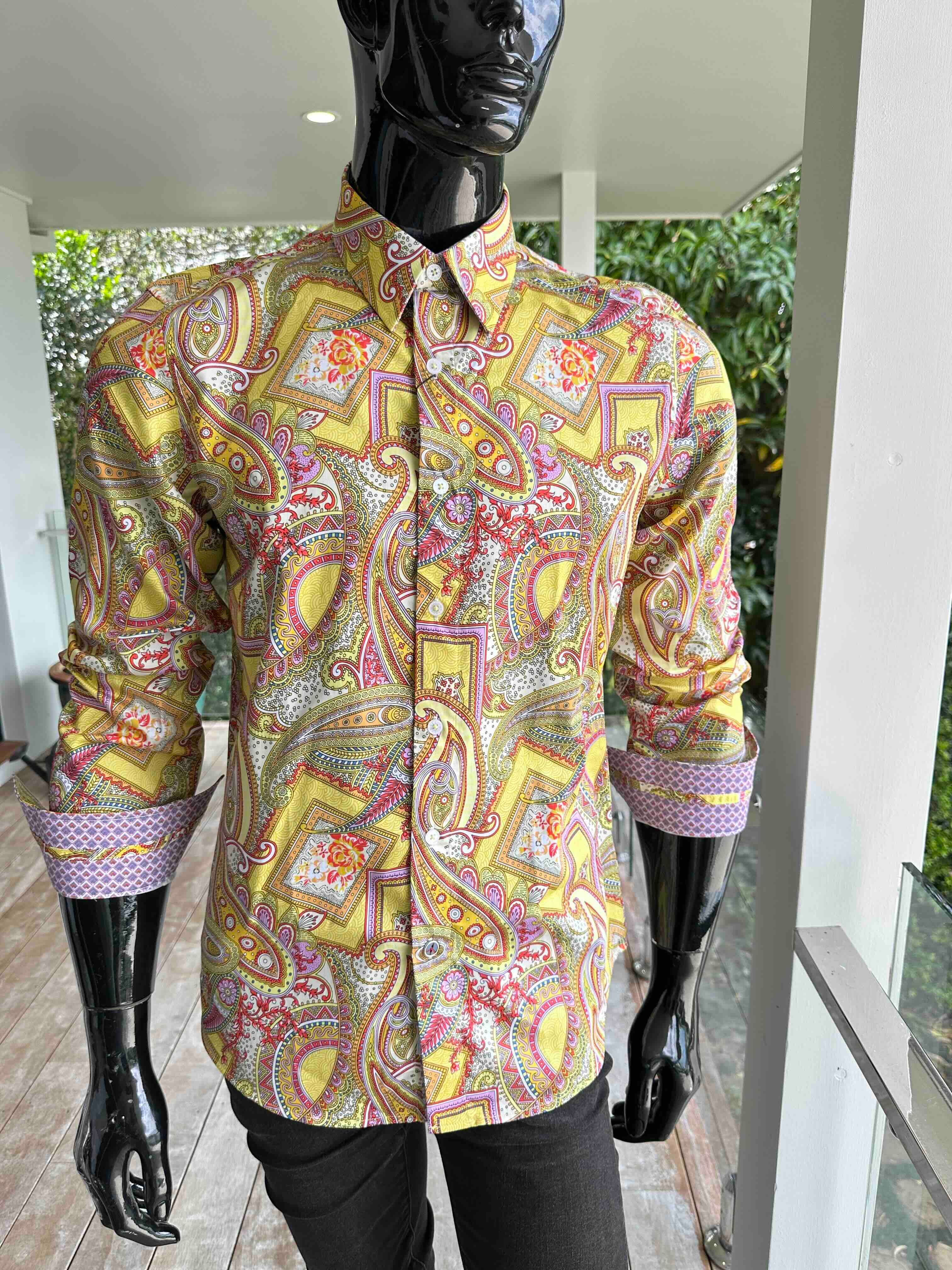 JOHN LENNON Mens Bath Long Sleeve Paisley Shirt in Multi Print - Image 5