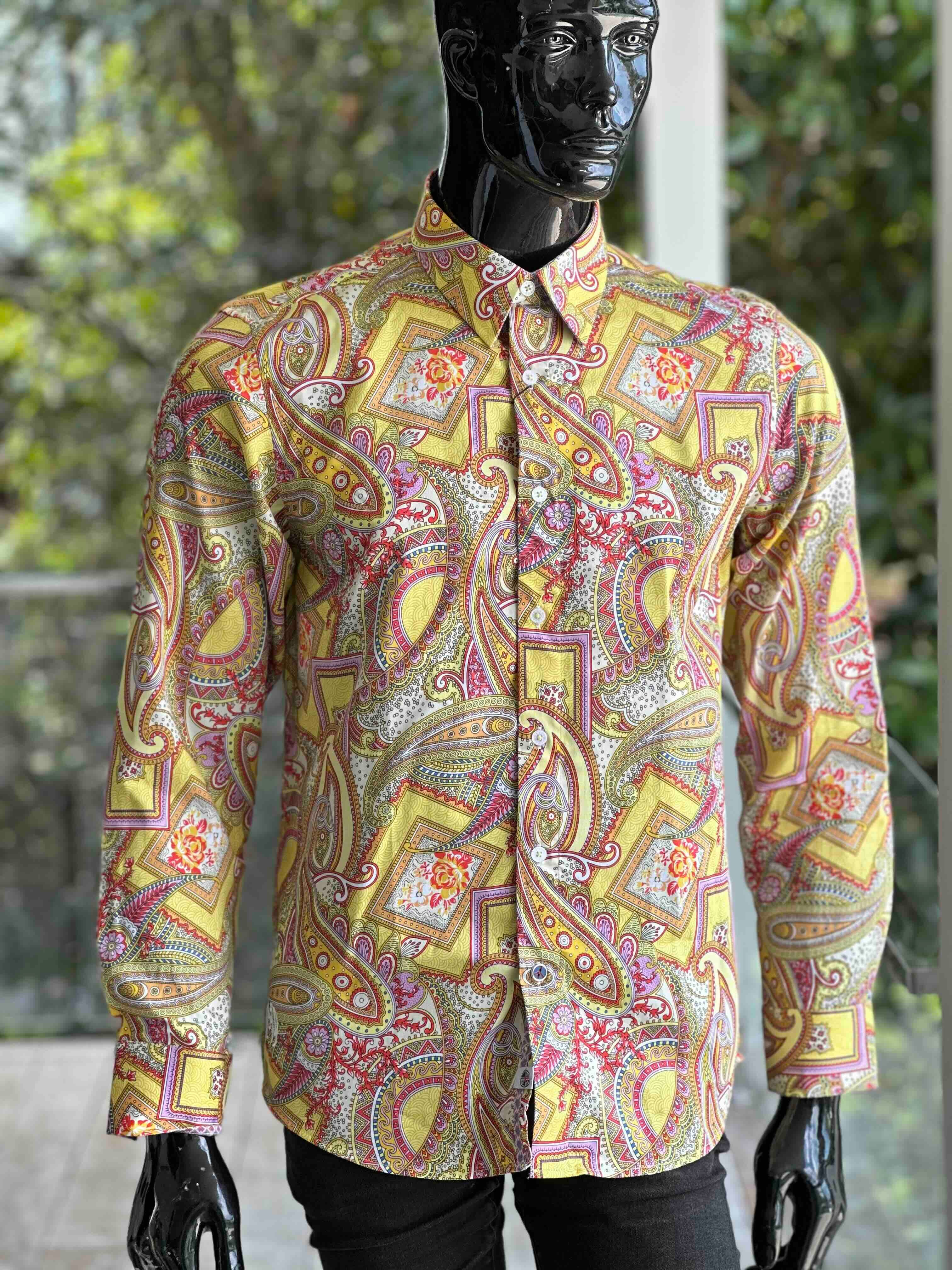 JOHN LENNON Mens Bath Long Sleeve Paisley Shirt in Multi Print - Image 6
