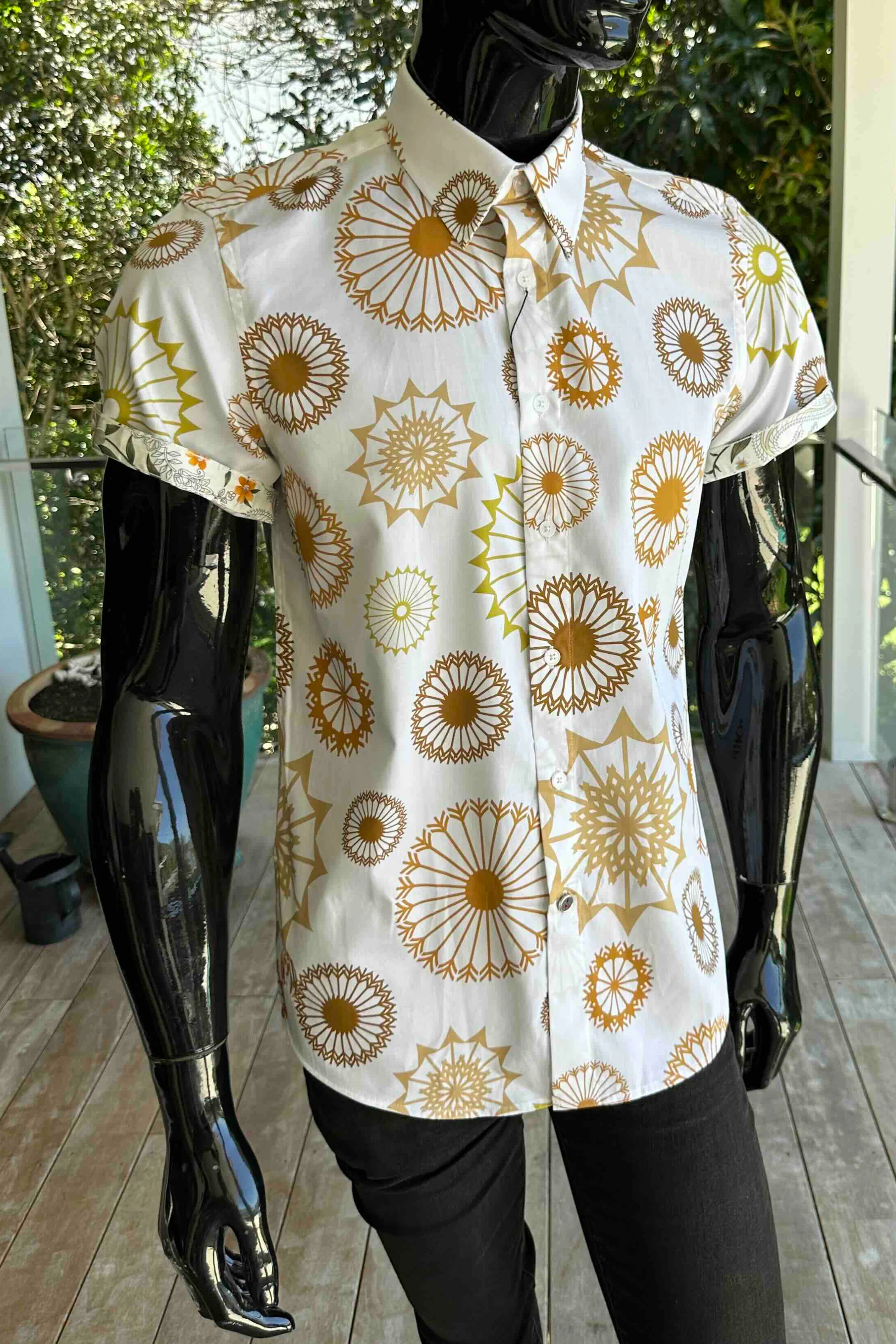 JOHN LENNON Mens Bearwood Short Sleeve Shirt in Ecru - Image 9