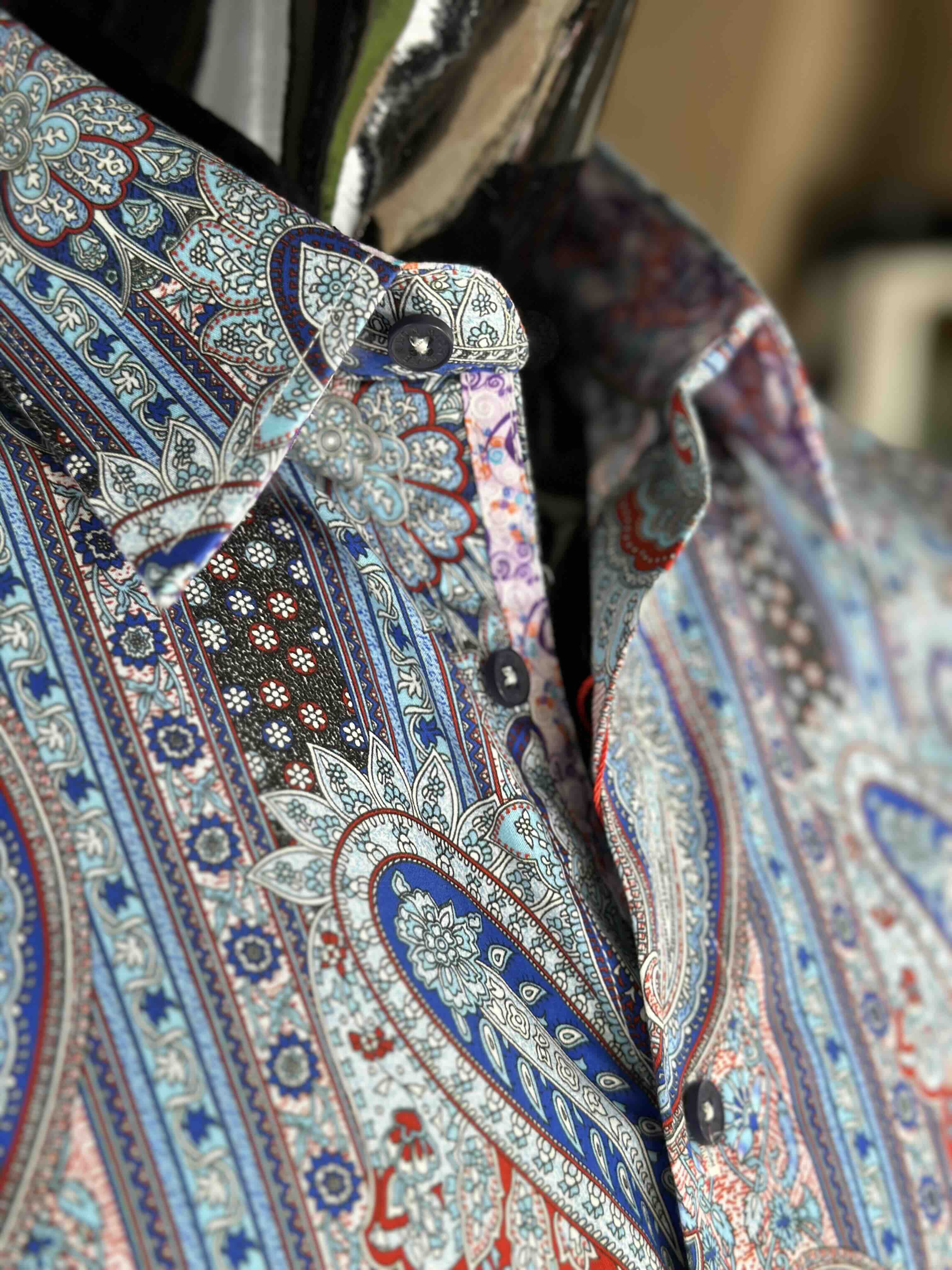 JOHN LENNON Mens Boston Long Sleeve Paisley Shirt - Royal - Image 11