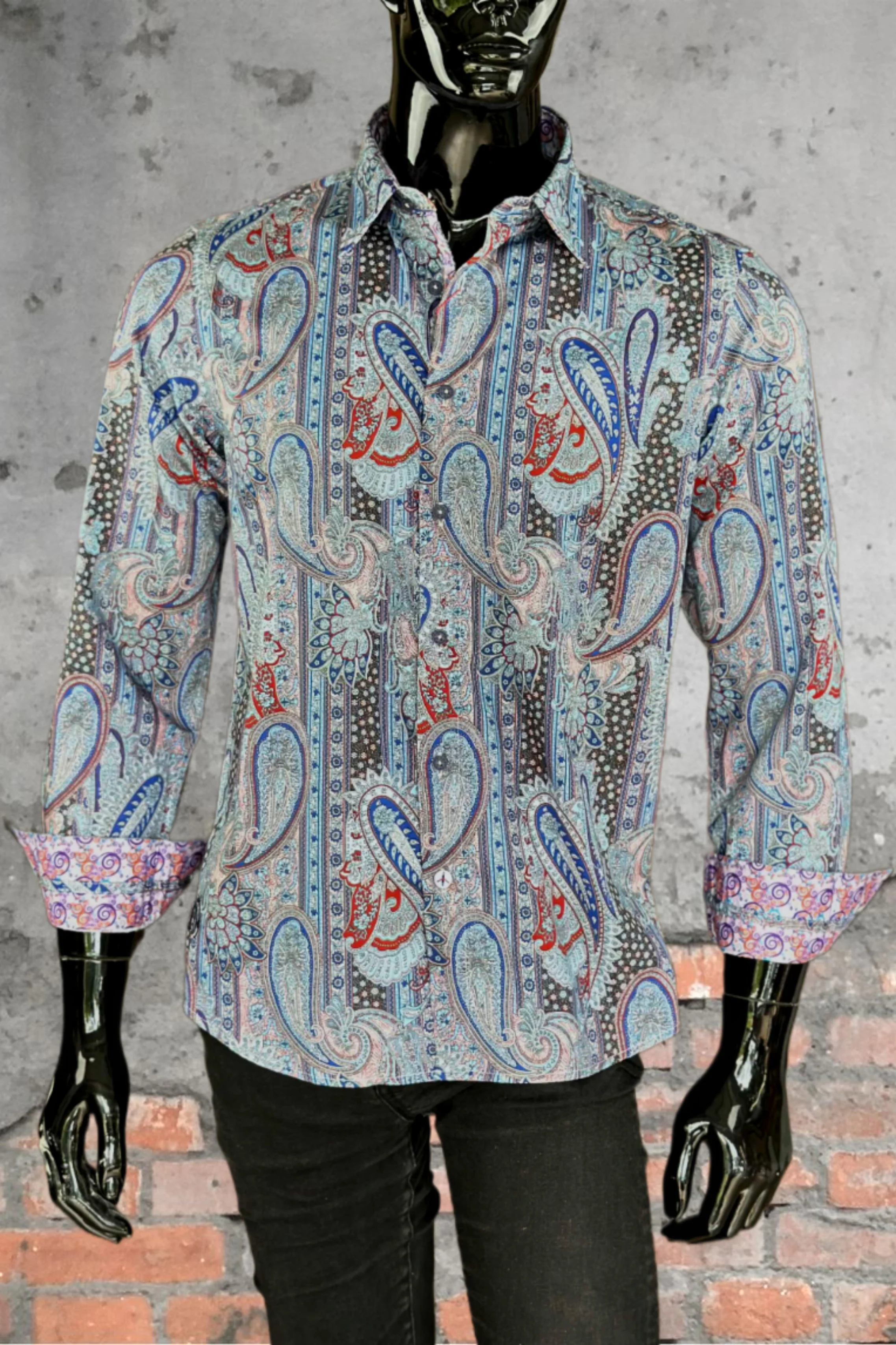 JOHN LENNON Mens Boston Long Sleeve Paisley Shirt - Royal - Image 5