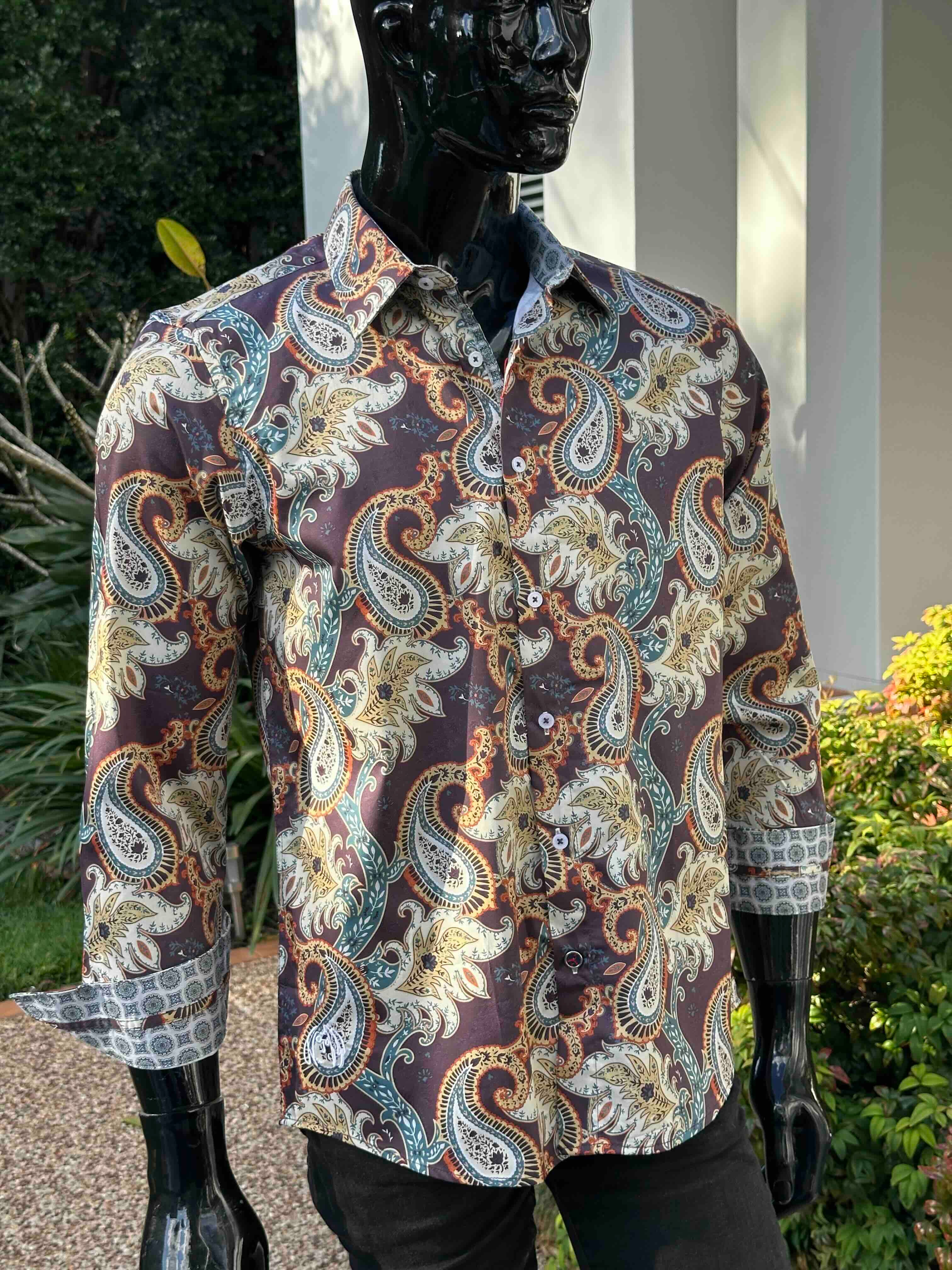 JOHN LENNON Mens Bradbury Long Sleeve Paisley Shirt - Plum - Image 14