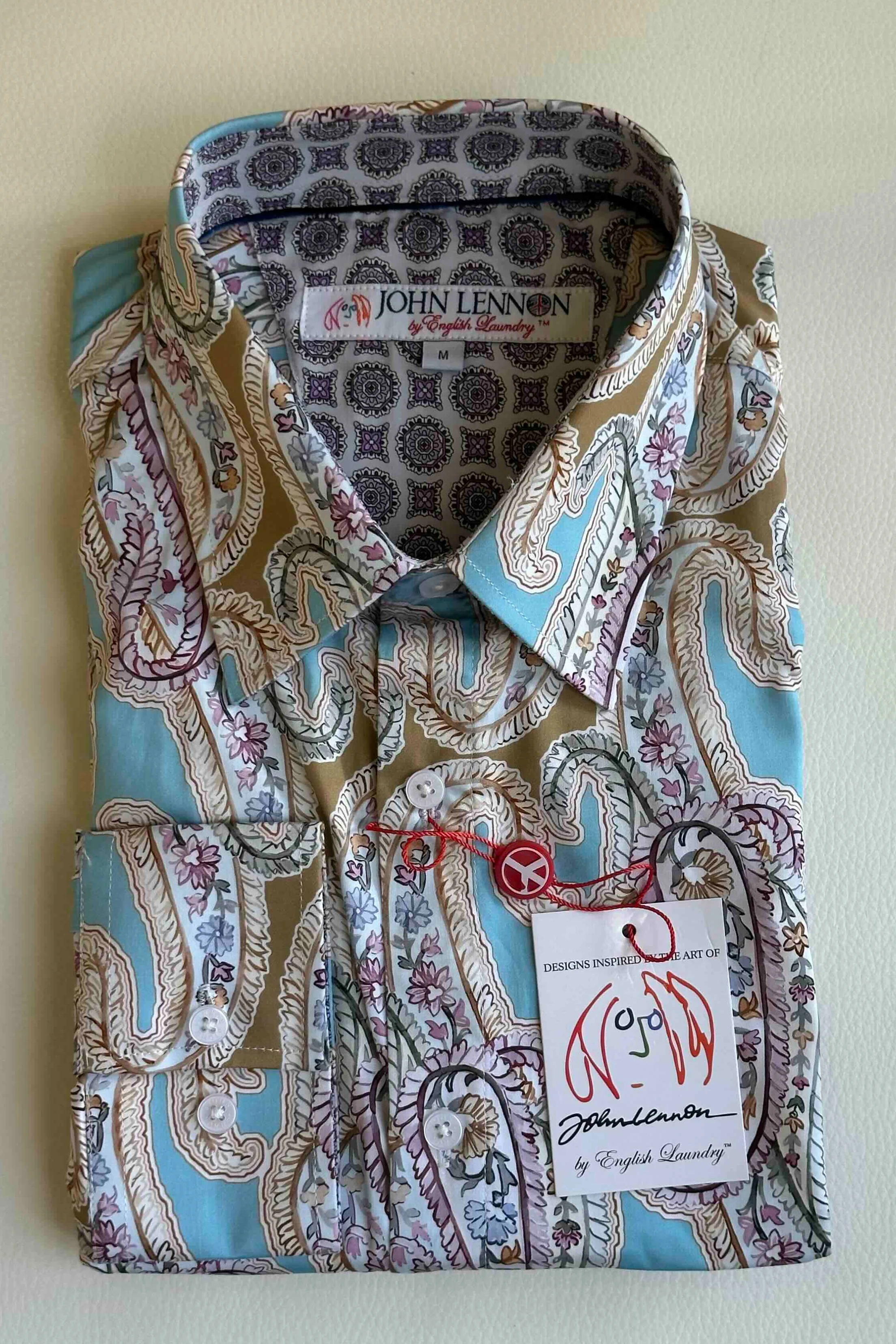 JOHN LENNON Mens Bramhall Long Sleeve Paisley Shirt - Teal - Image 2