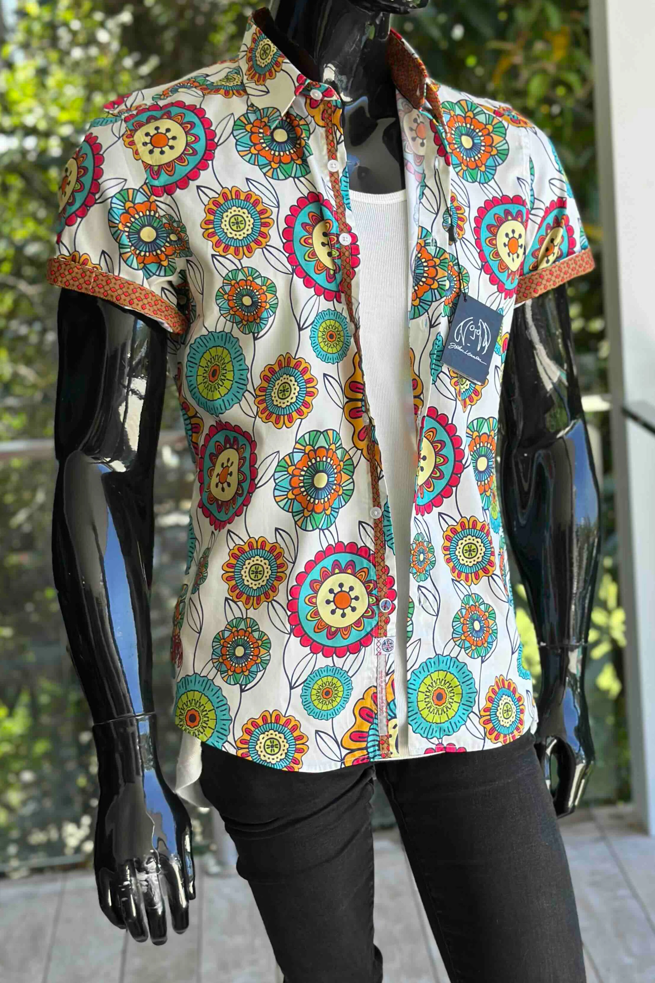 JOHN LENNON Mens Brighouse Short Sleeve Shirt in Multi Print - Image 3