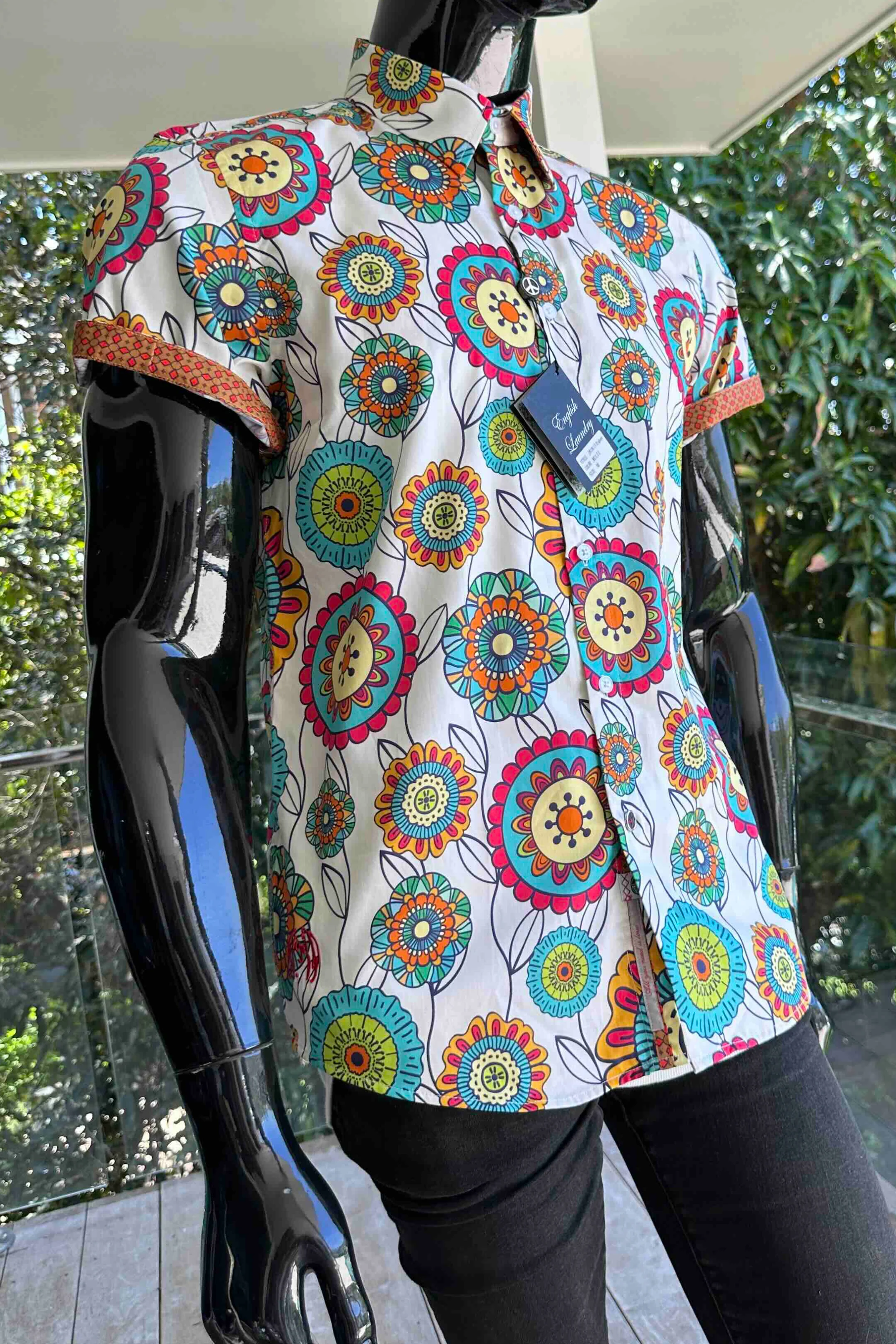 JOHN LENNON Mens Brighouse Short Sleeve Shirt in Multi Print - Image 4