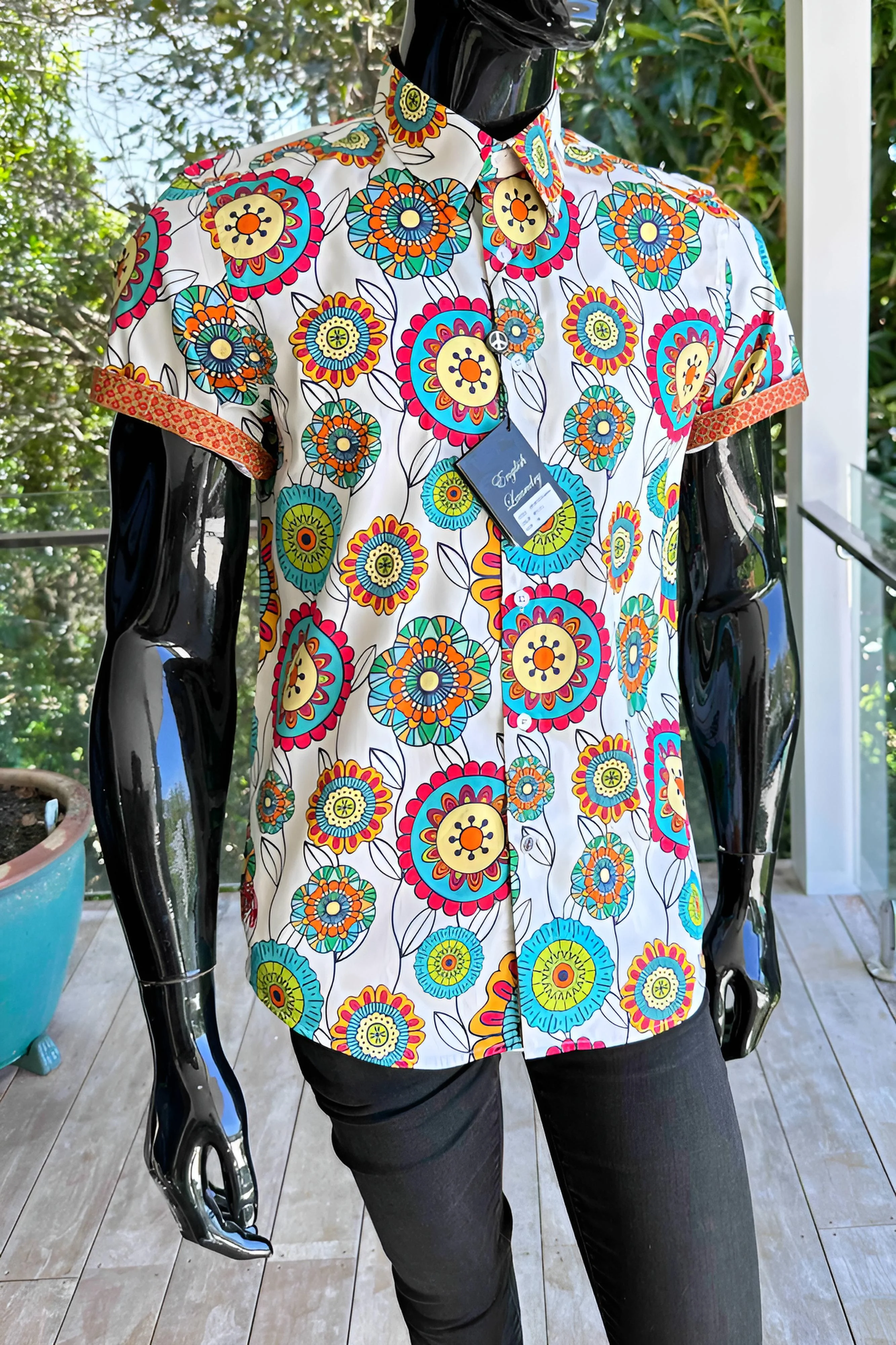 JOHN LENNON Mens Brighouse Short Sleeve Shirt in Multi Print - Image 6