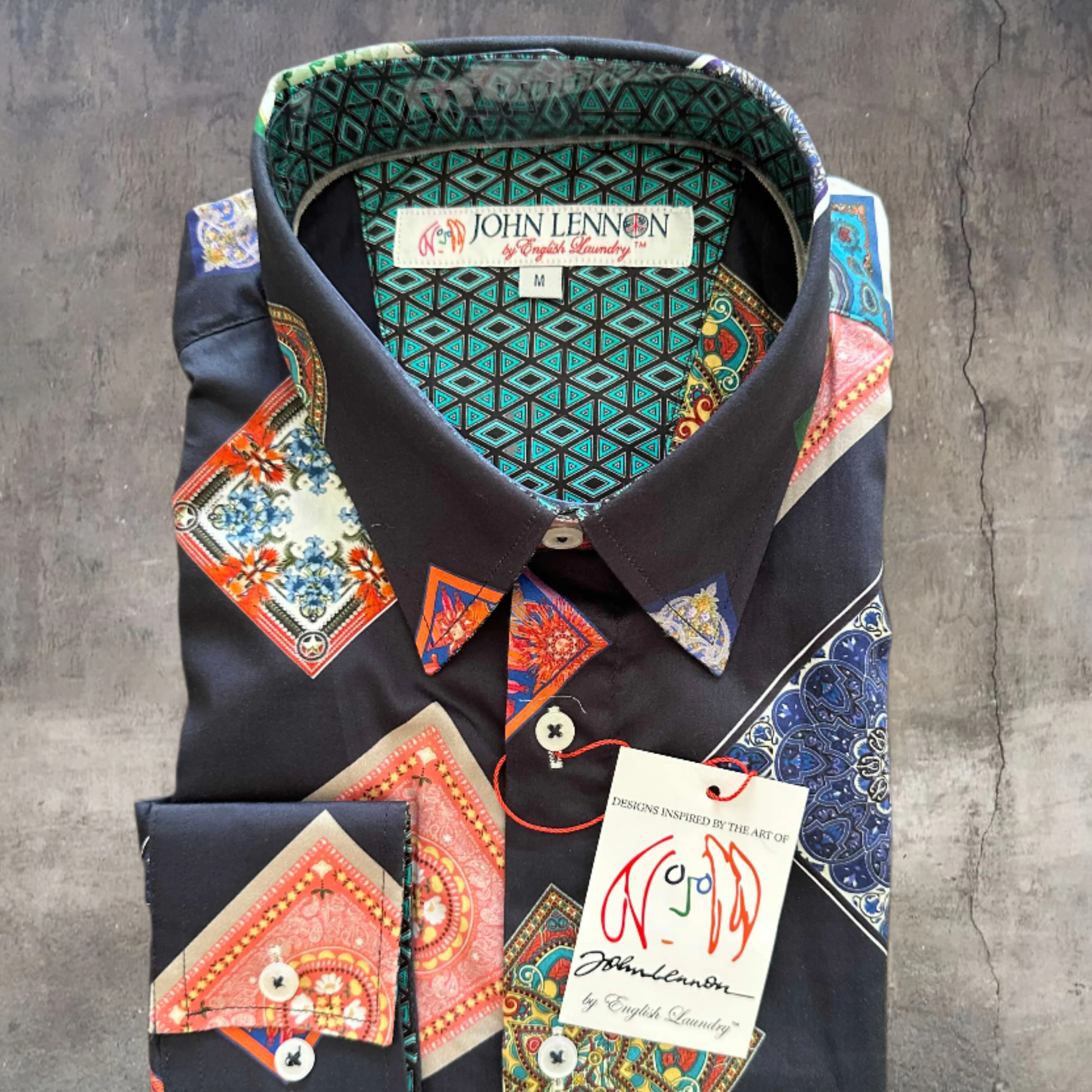JOHN LENNON Mens Bristol Long Sleeve Shirt - Midnight - Image 3