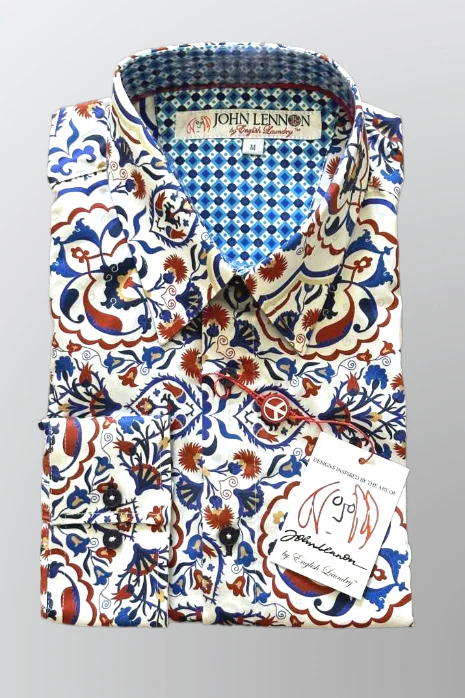 JOHN LENNON Mens Burnley Long Sleeve Shirt - Rust - Image 11