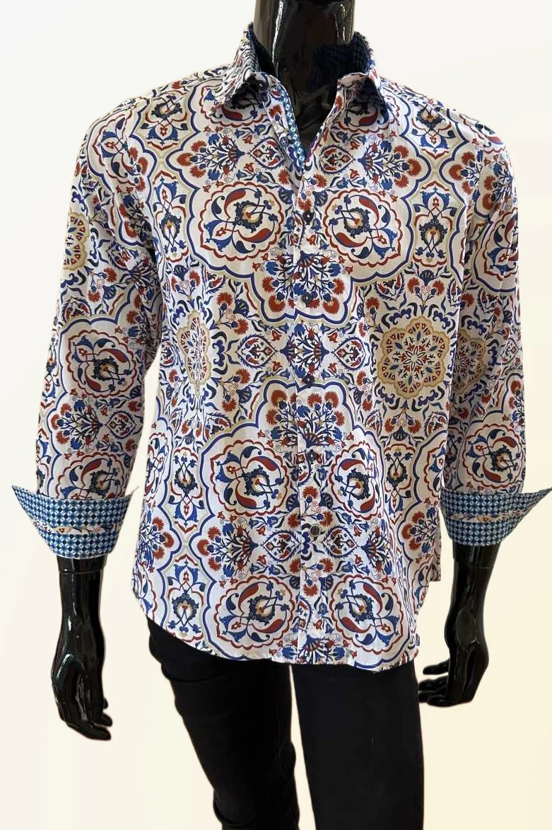 JOHN LENNON Mens Burnley Long Sleeve Shirt - Rust - Image 3