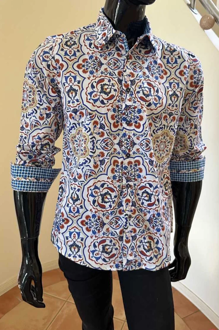 JOHN LENNON Mens Burnley Long Sleeve Shirt - Rust - Image 4