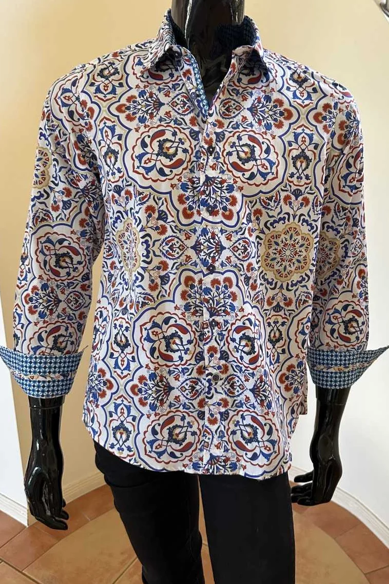 JOHN LENNON Mens Burnley Long Sleeve Shirt - Rust - Image 5