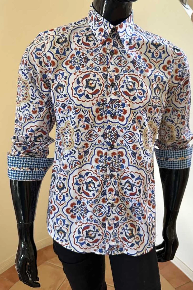 JOHN LENNON Mens Burnley Long Sleeve Shirt - Rust - Image 6