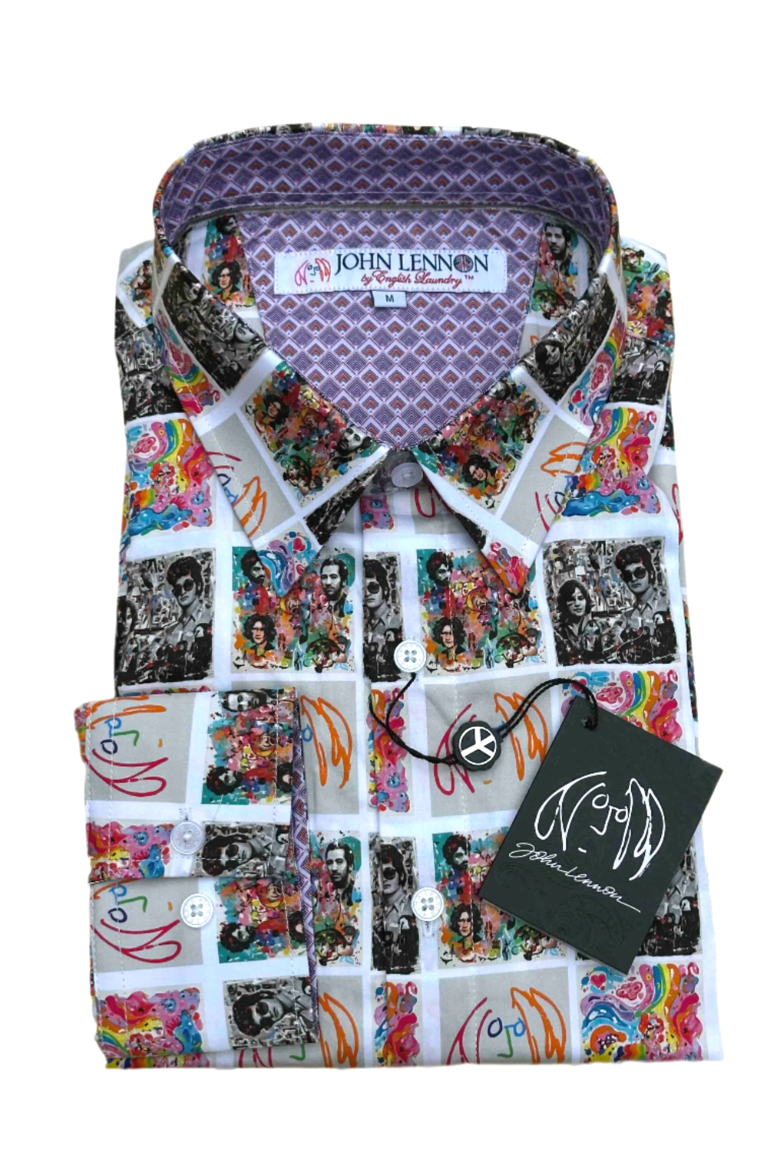 JOHN LENNON Mens Dewsbury Long Sleeve Shirt in Multi Print - Image 10