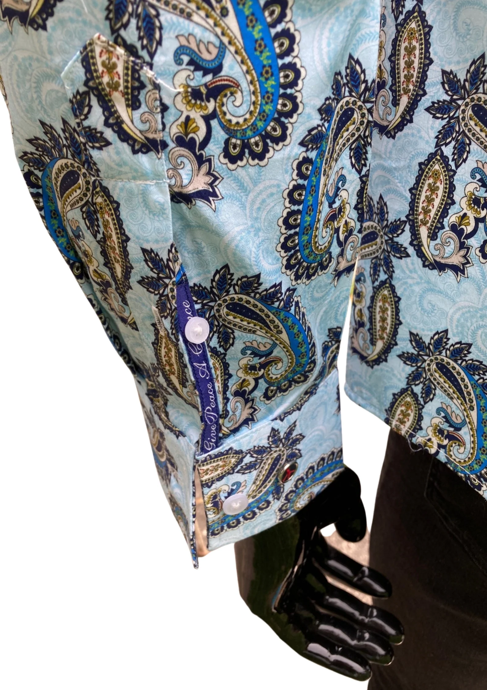JOHN LENNON Mens Etal Paisley Shirt - Light Blue - Image 10