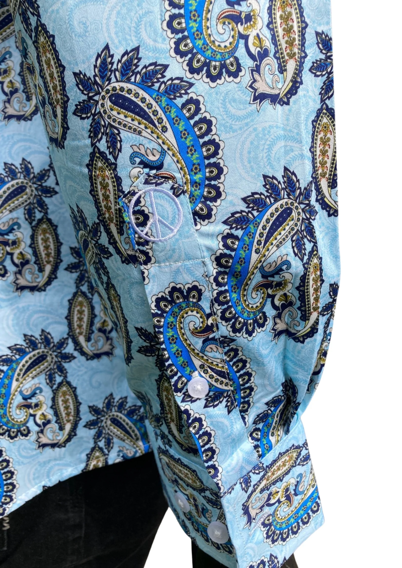 JOHN LENNON Mens Etal Paisley Shirt - Light Blue - Image 13