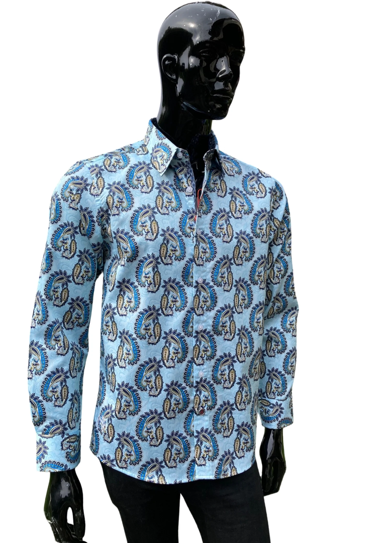 JOHN LENNON Mens Etal Paisley Shirt - Light Blue - Image 15