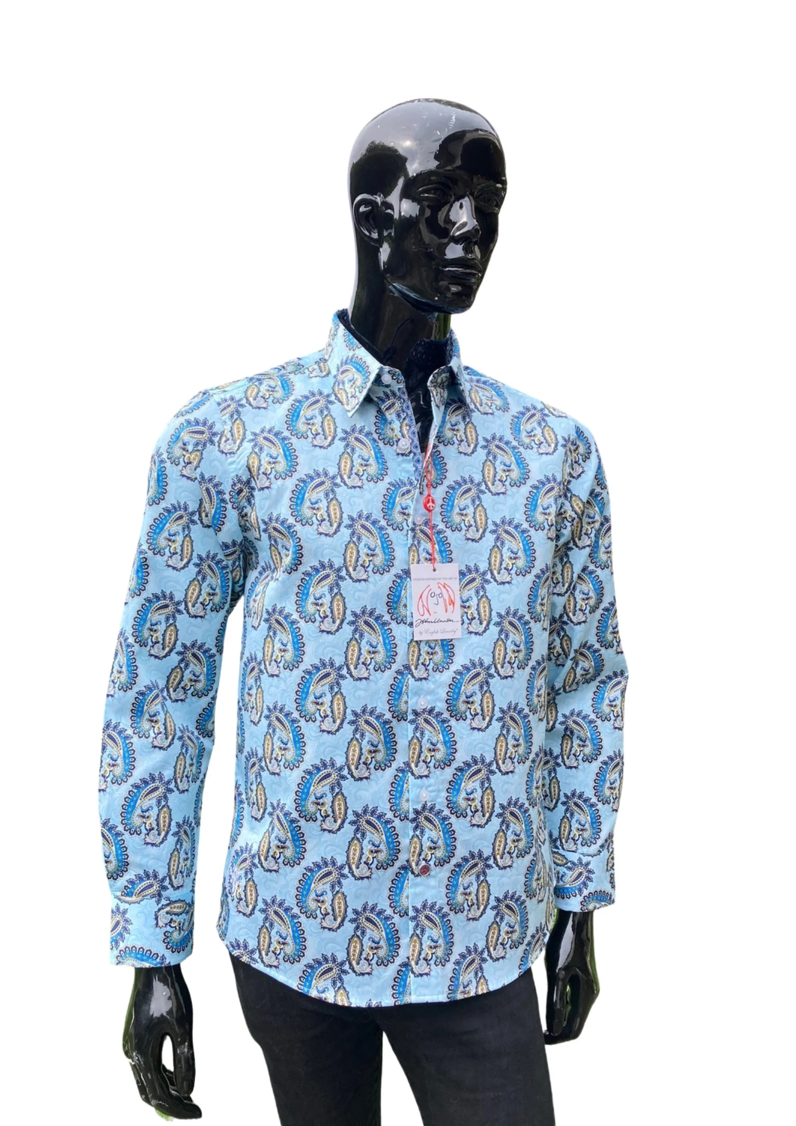 JOHN LENNON Mens Etal Paisley Shirt - Light Blue - Image 17
