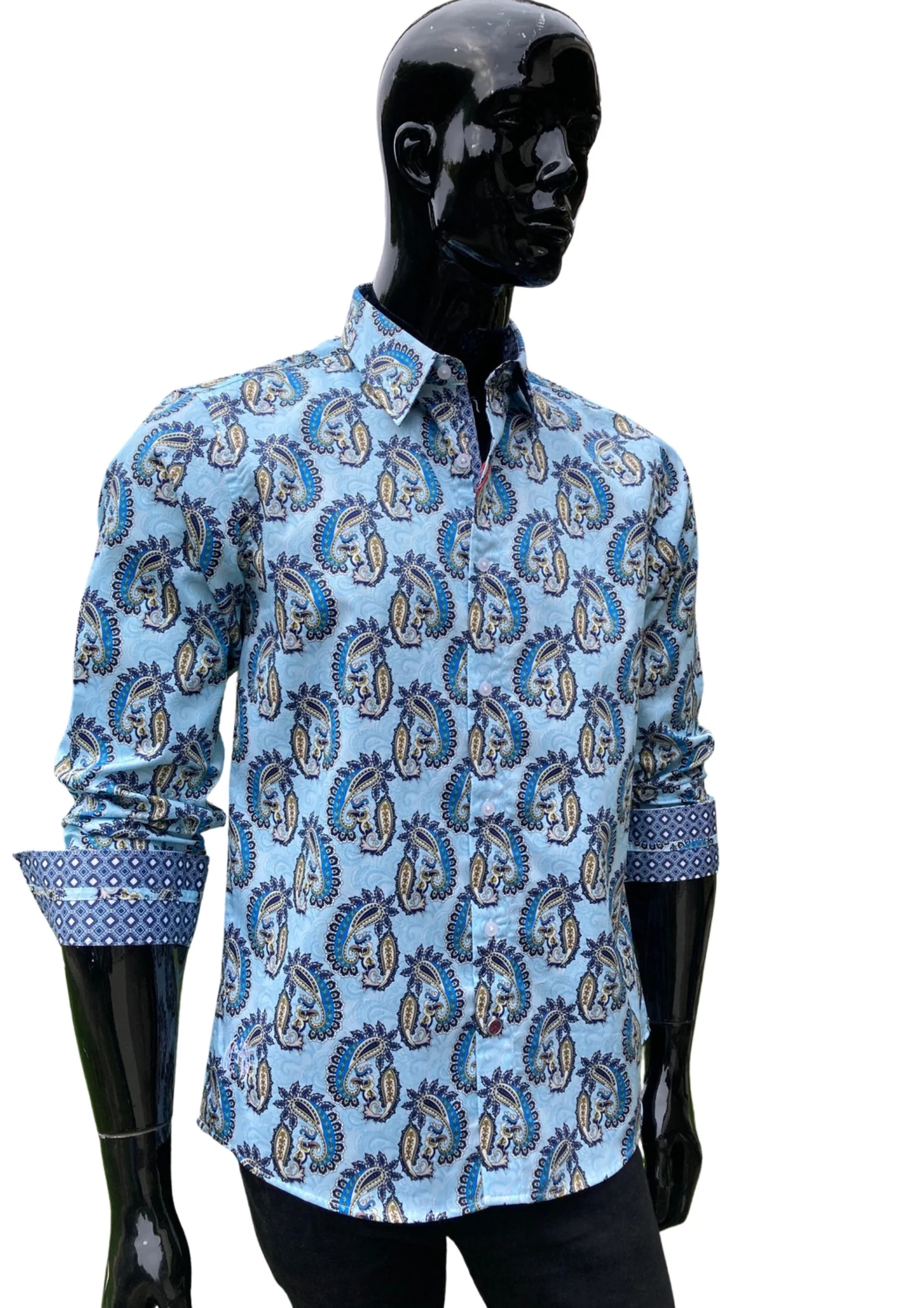 JOHN LENNON Mens Etal Paisley Shirt - Light Blue - Image 3