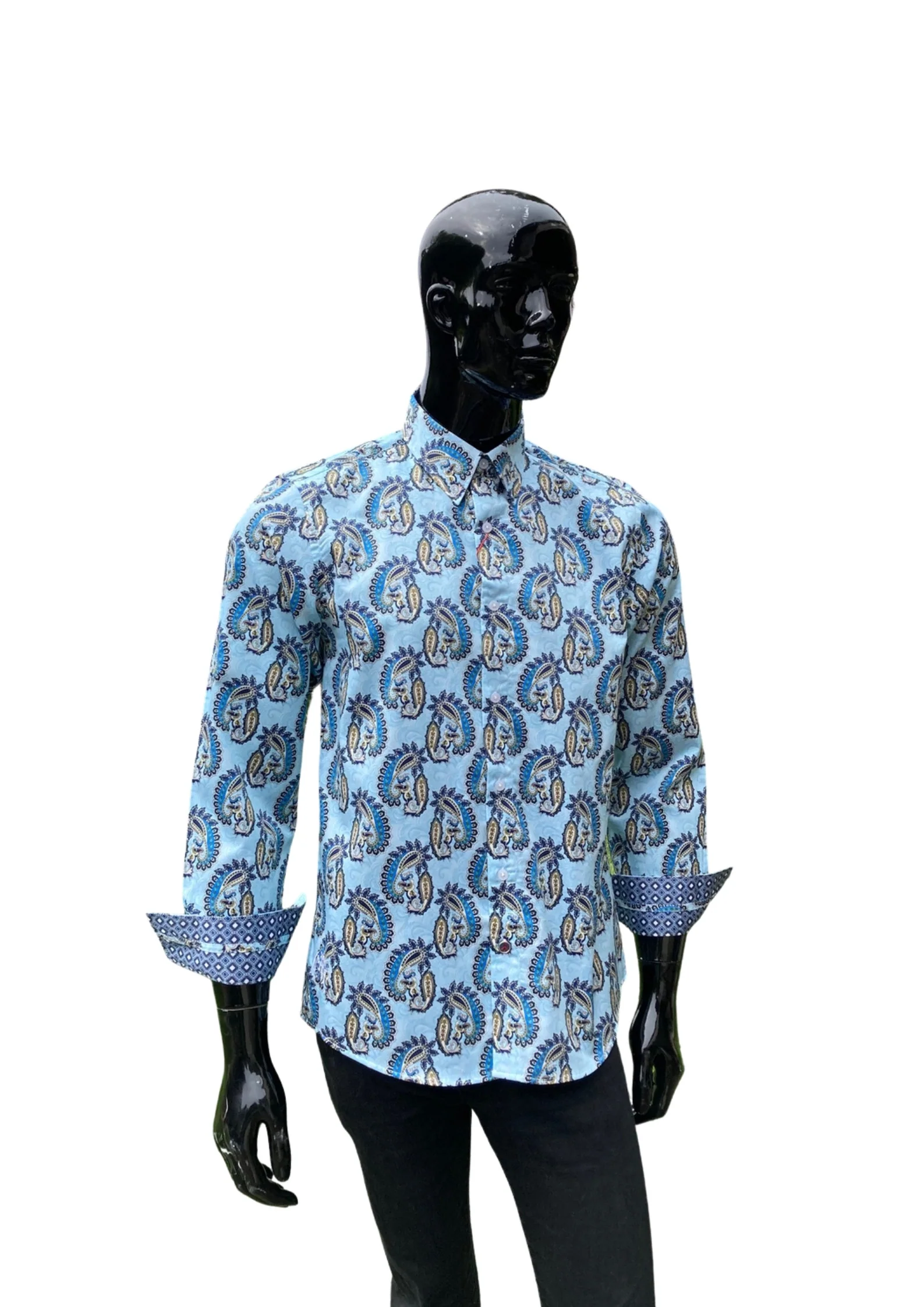JOHN LENNON Mens Etal Paisley Shirt - Light Blue - Image 6