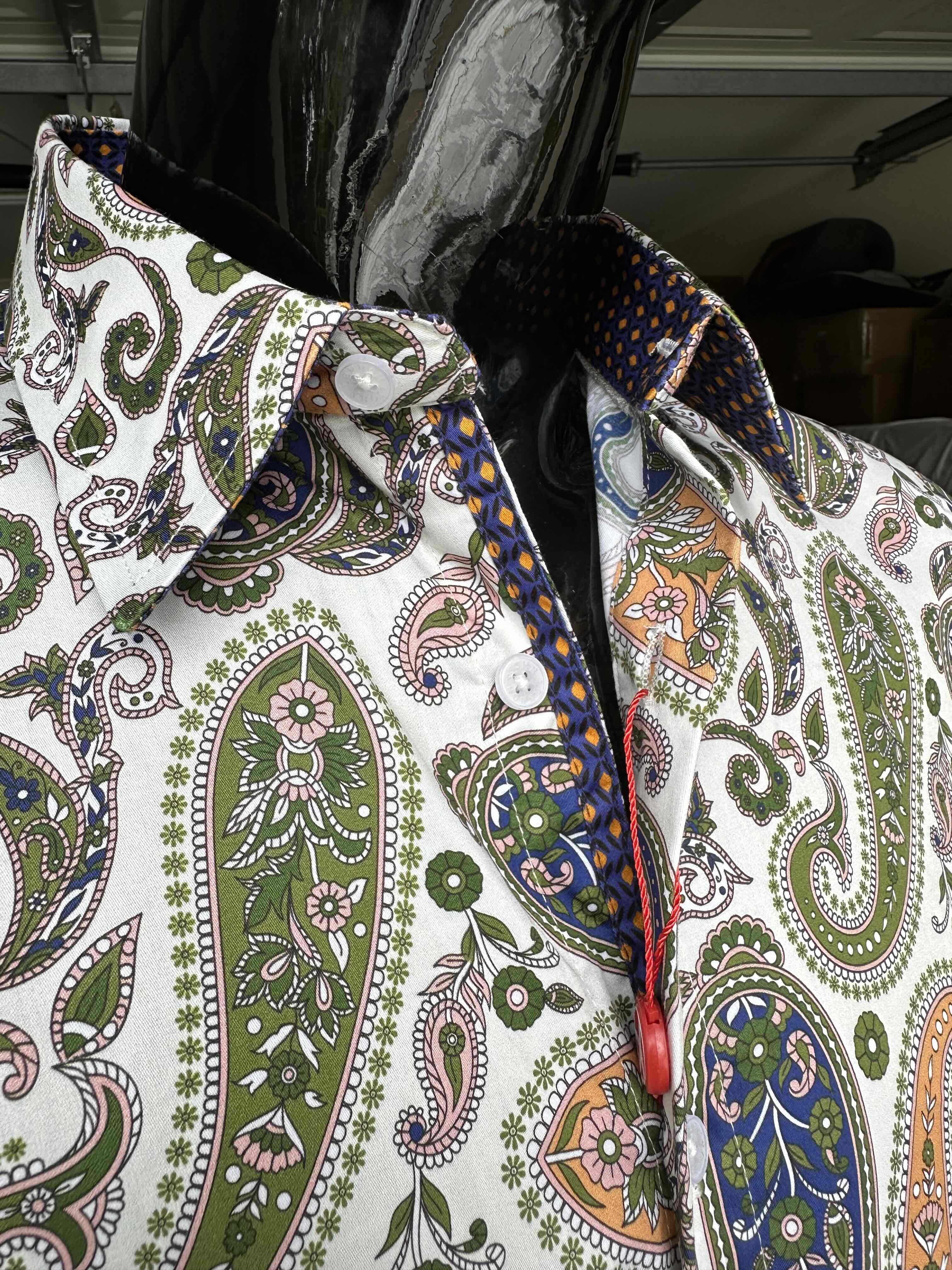 JOHN LENNON Mens Forest Green Paisley Long Sleeve Shirt - Mint - Image 8