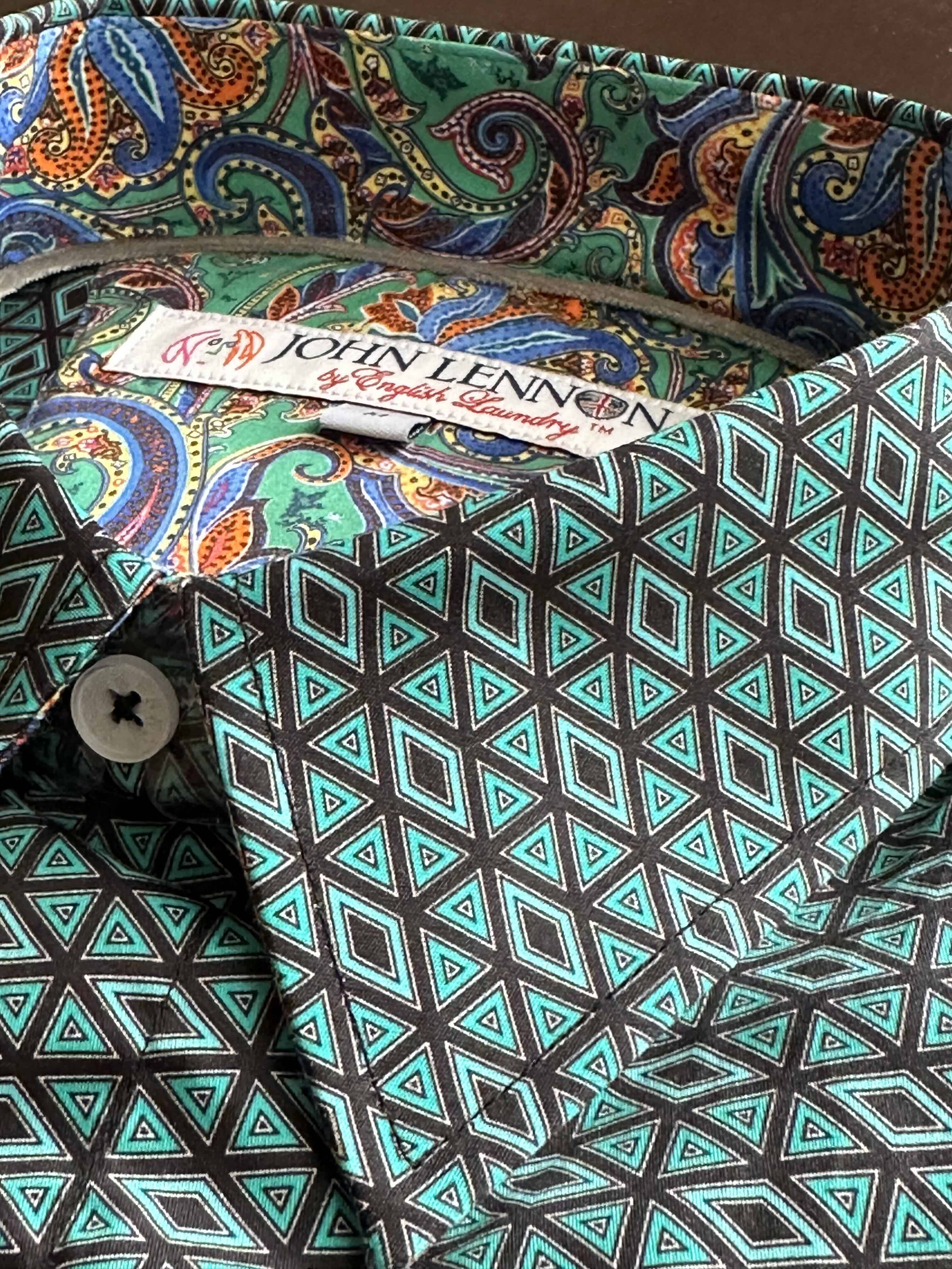 JOHN LENNON Mens Fosdyke Long Sleeve Shirt - Teal - Image 2